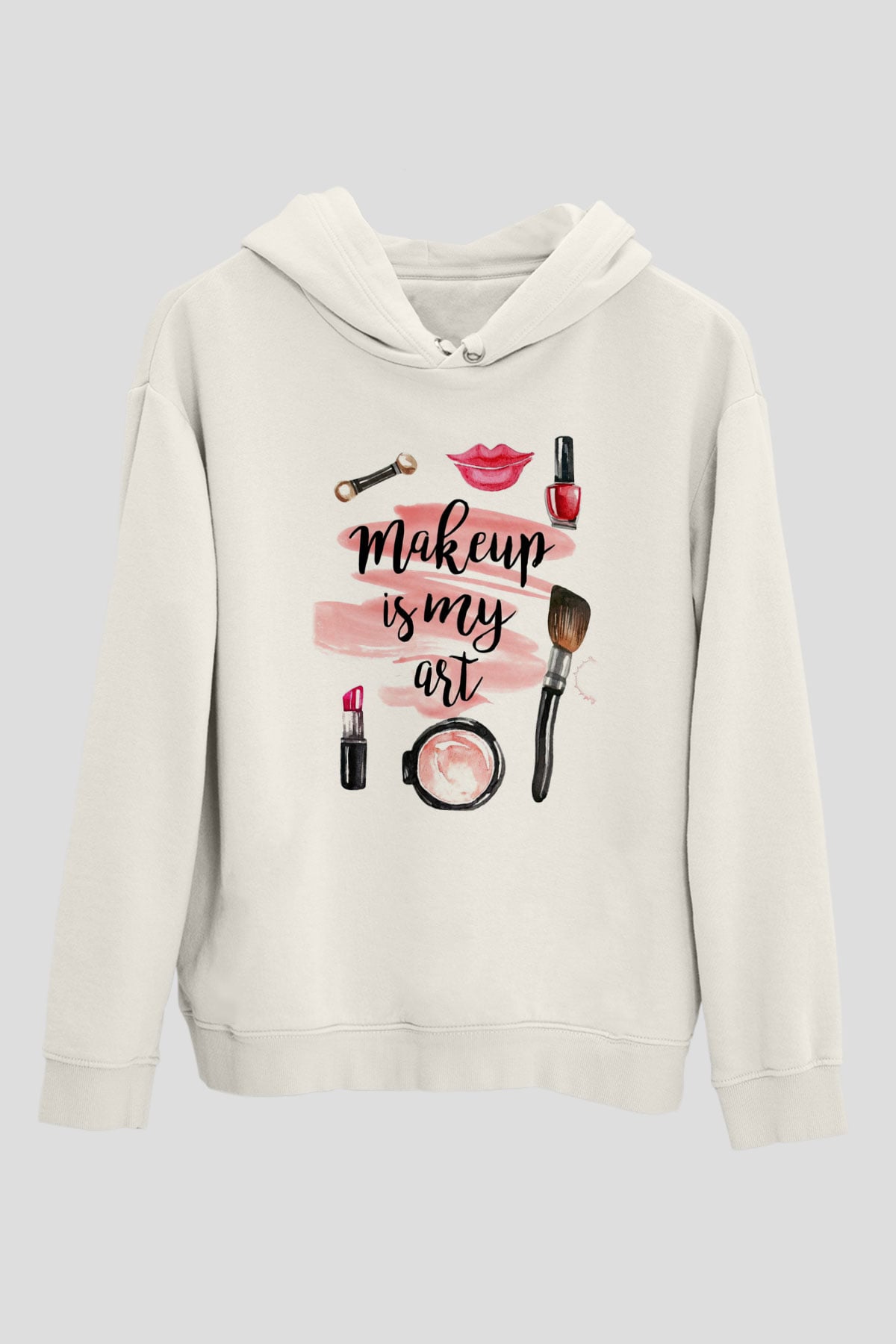 Kuaför Beyaz Unisex Kapşonlu Sweatshirt