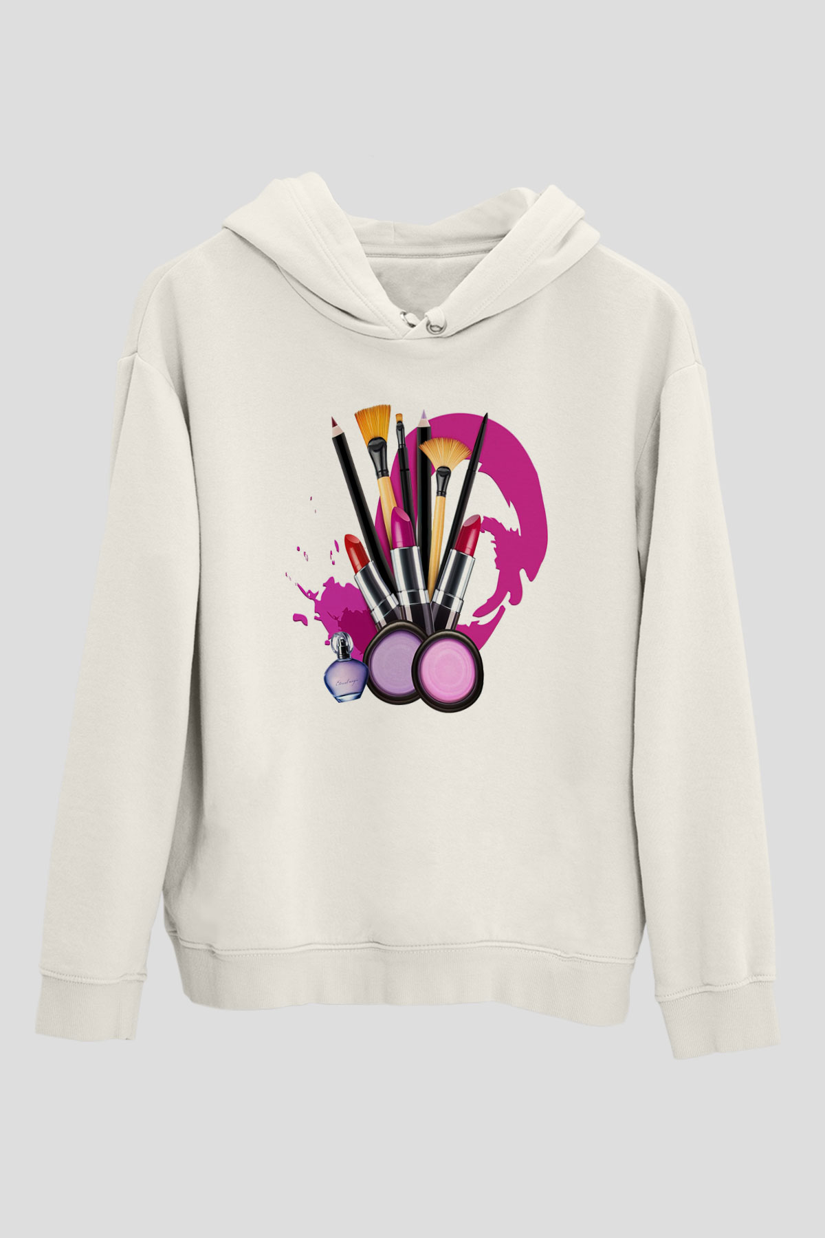Kuaför Beyaz Unisex Kapşonlu Sweatshirt