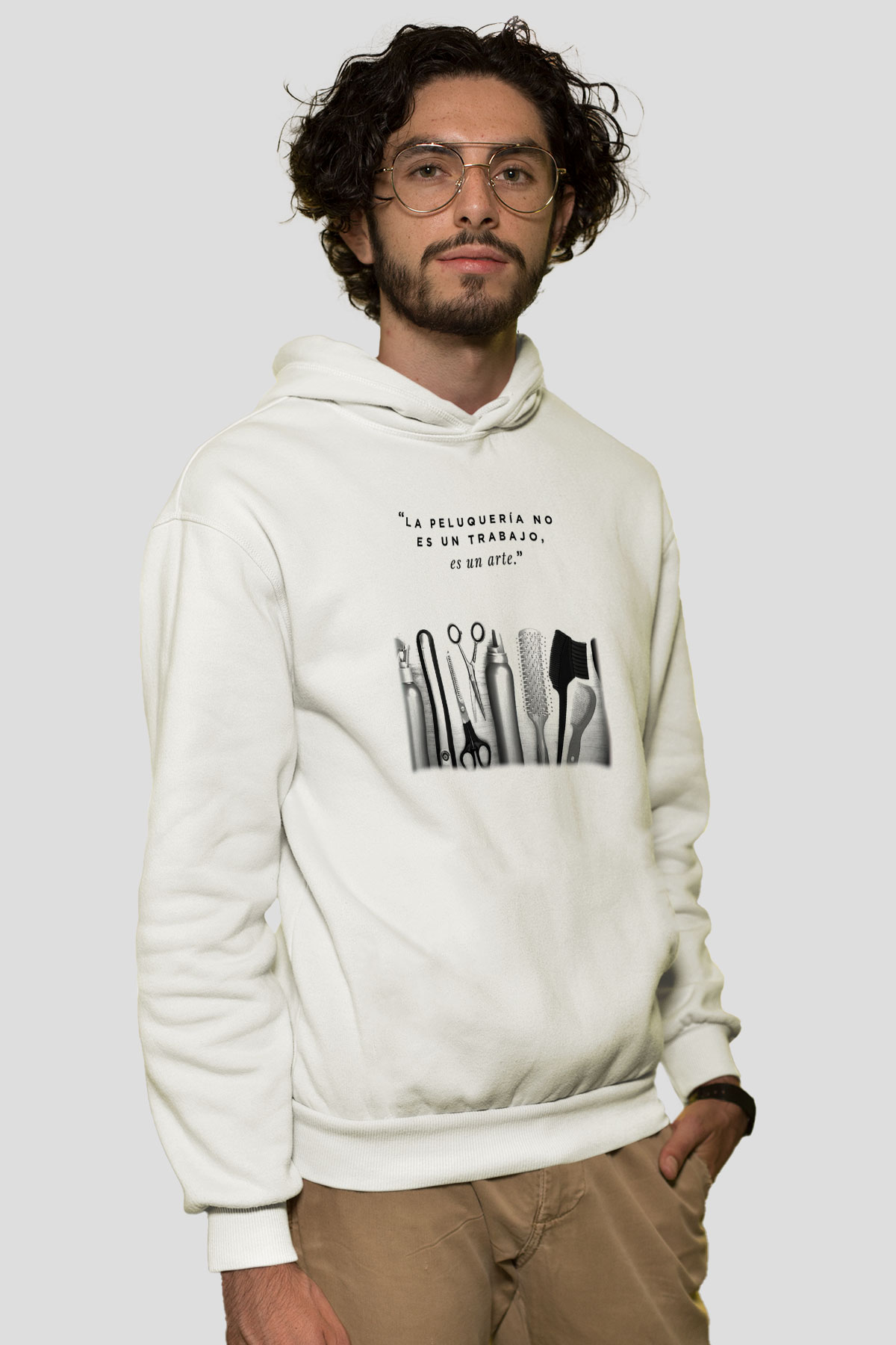 Kuaför Beyaz Unisex Kapşonlu Sweatshirt