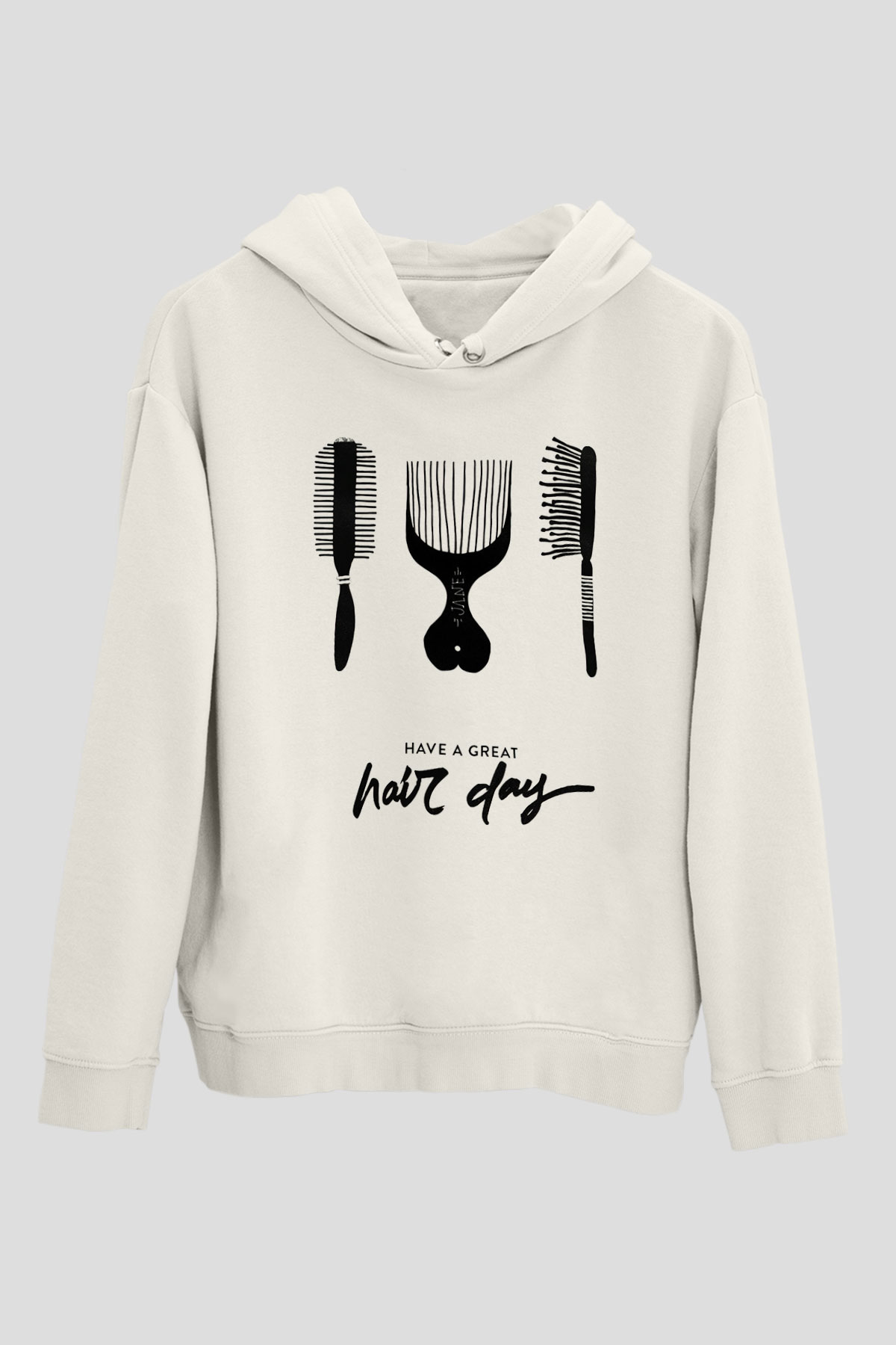 Kuaför Beyaz Unisex Kapşonlu Sweatshirt