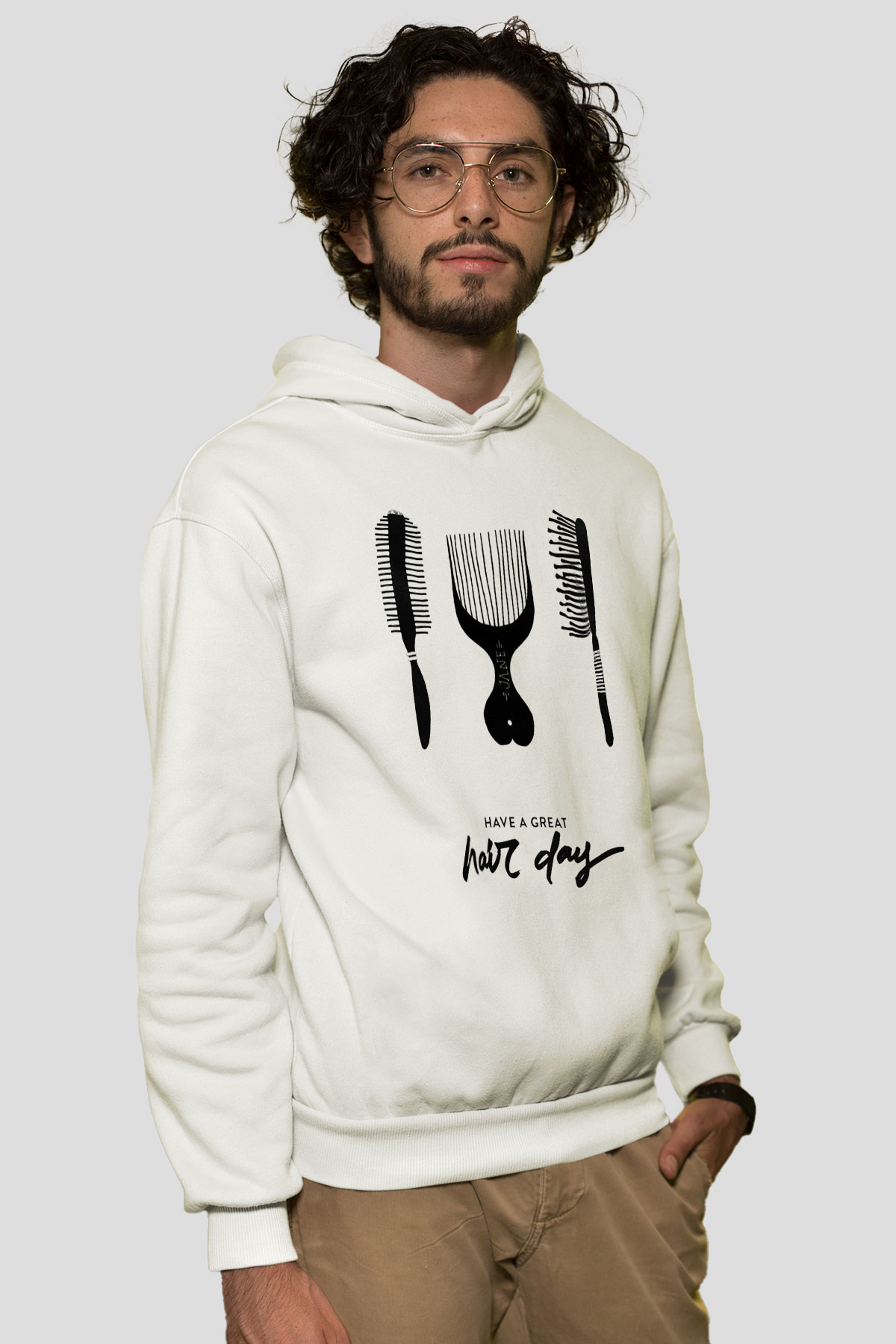 Kuaför Beyaz Unisex Kapşonlu Sweatshirt