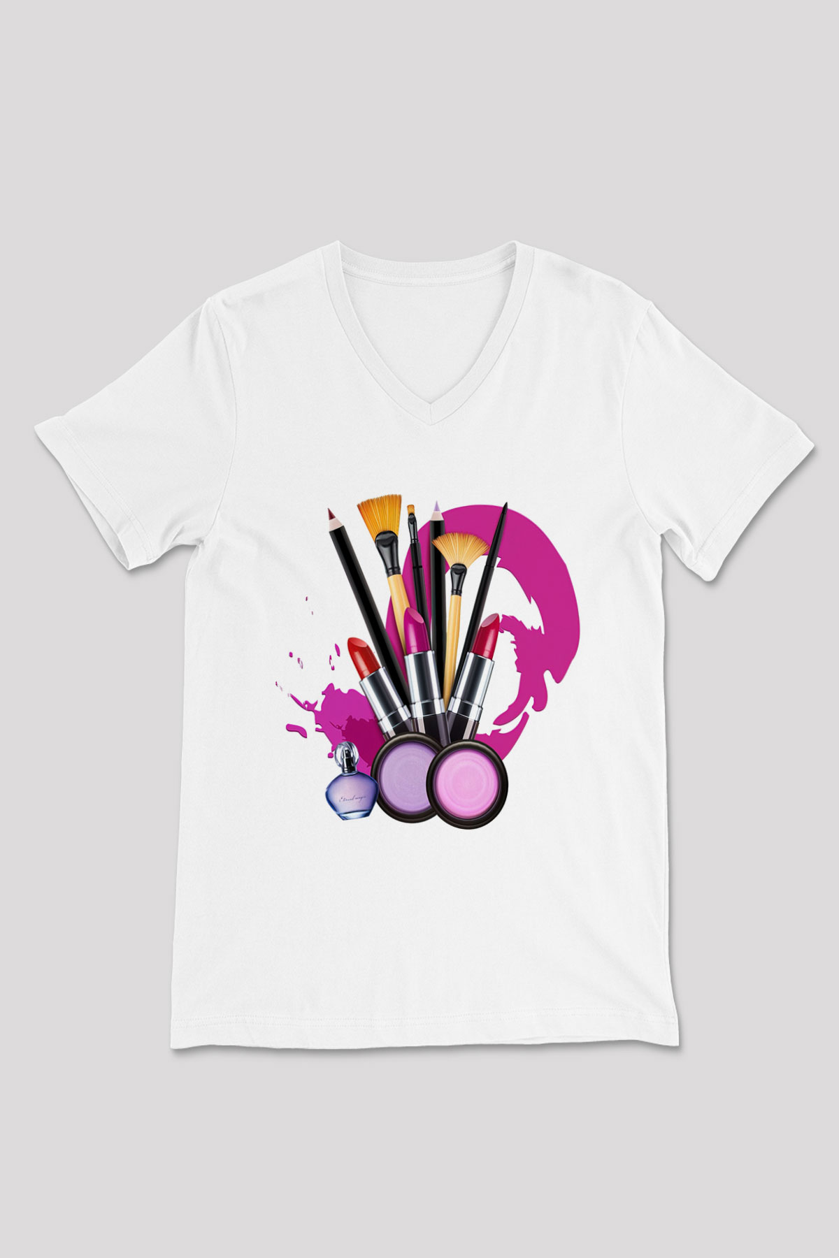 Kuaför Beyaz Unisex V Yaka Tişört T-Shirt