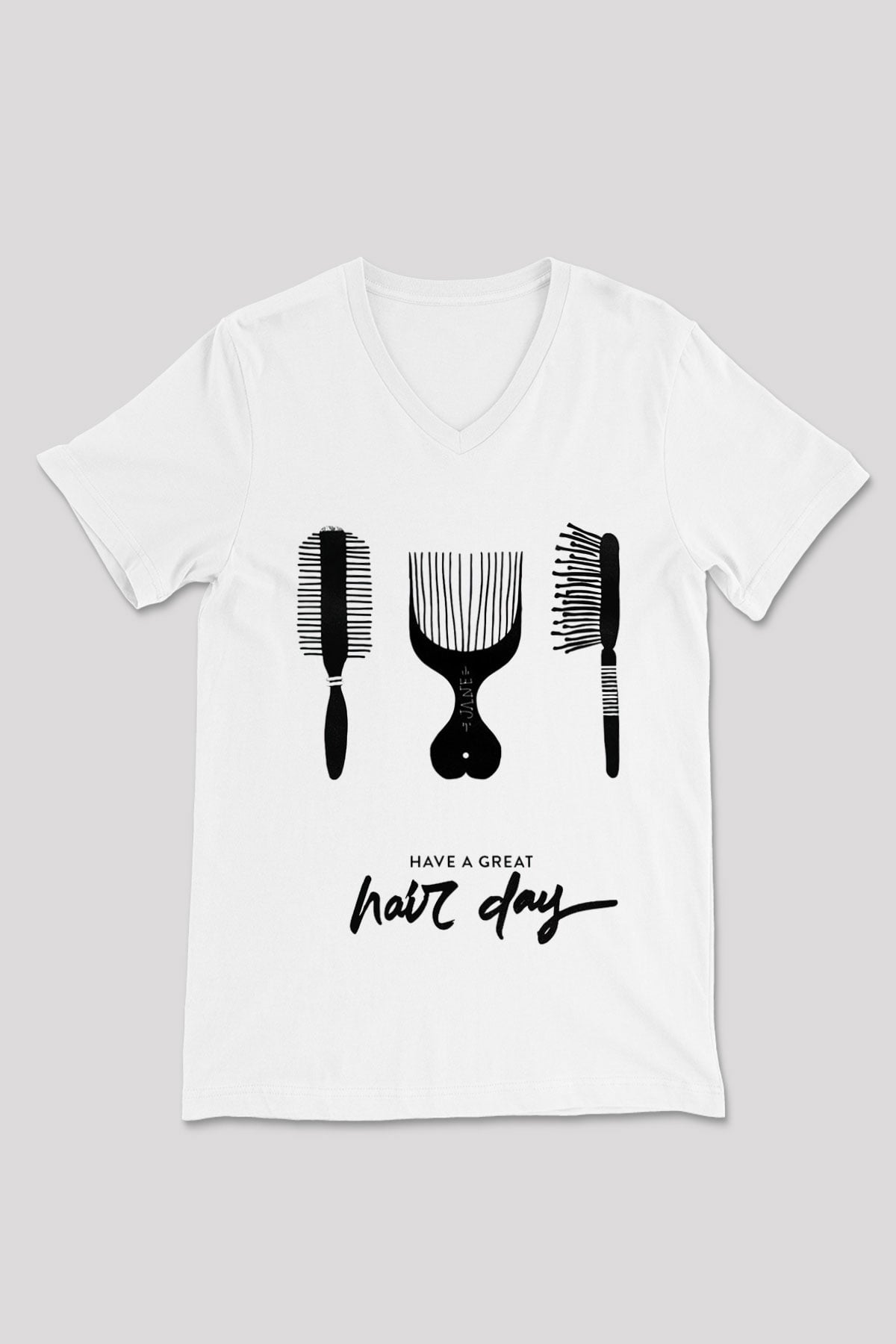 Kuaför Beyaz Unisex V Yaka Tişört T-Shirt