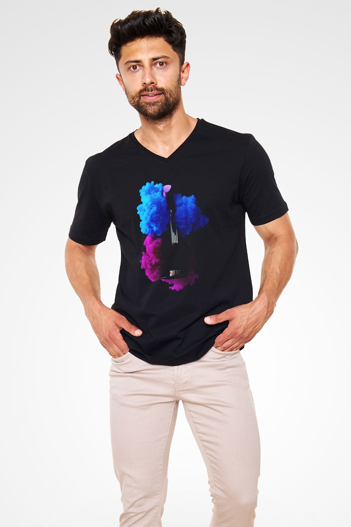 Kuaför Siyah Unisex V Yaka Tişört T-Shirt