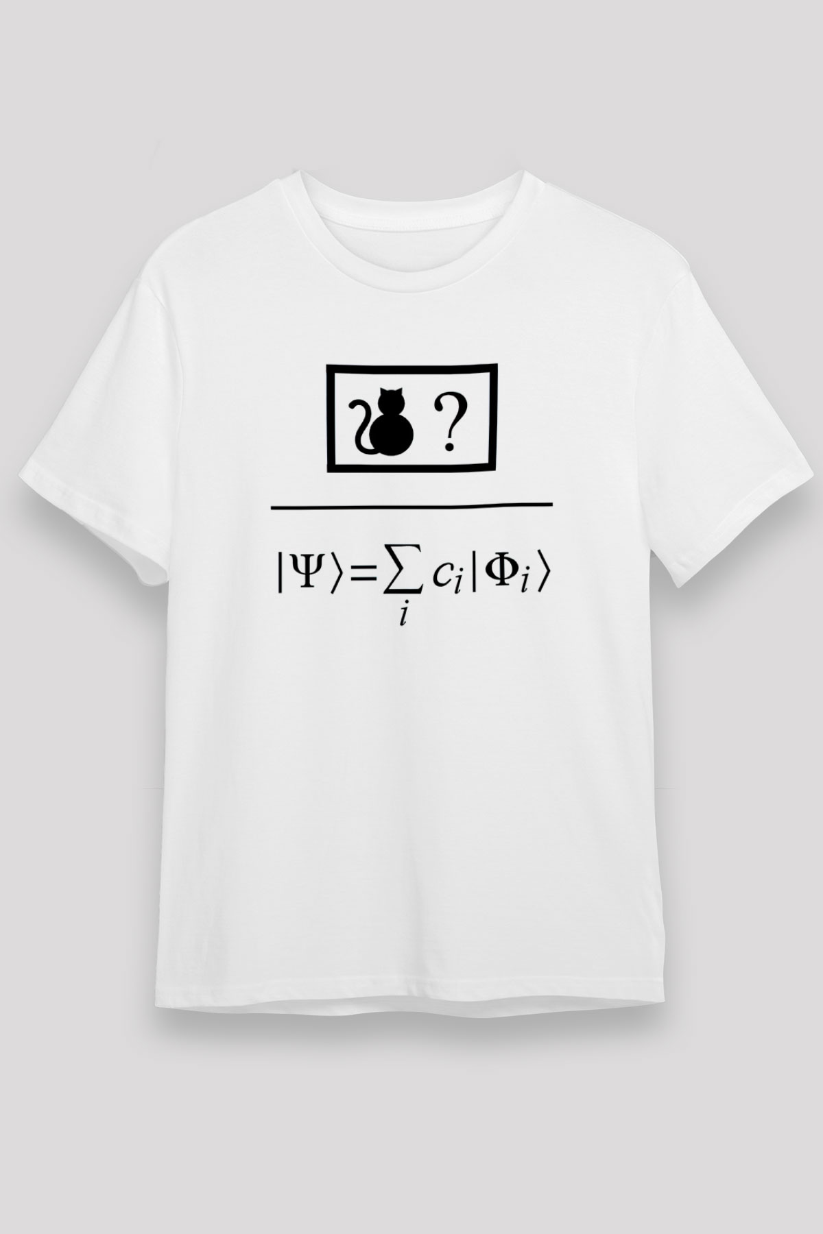 Kuantum Süper Pozisyon Baskılı Unisex Beyaz Tişört - Tshirt