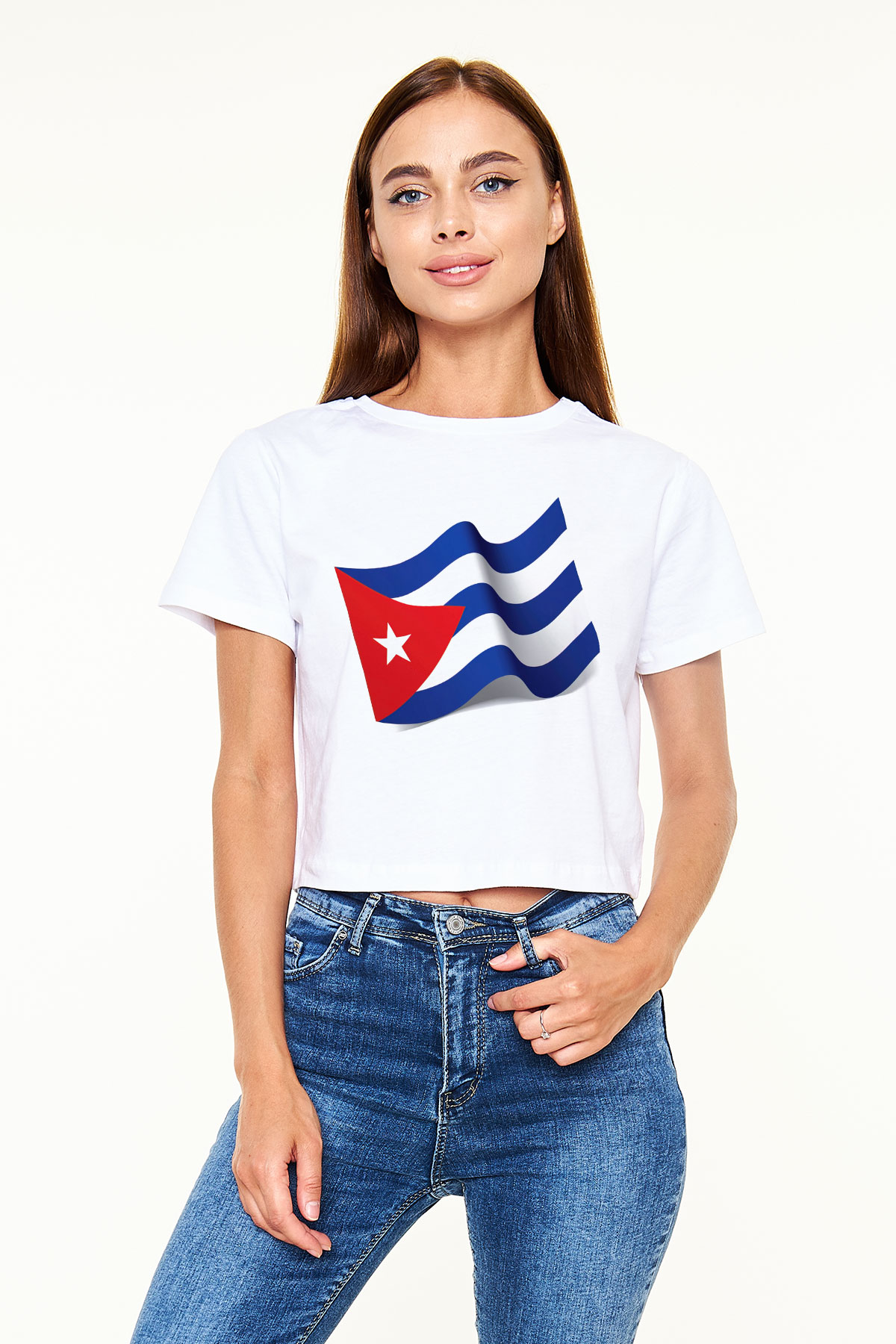 Küba Beyaz Croptop Tişört