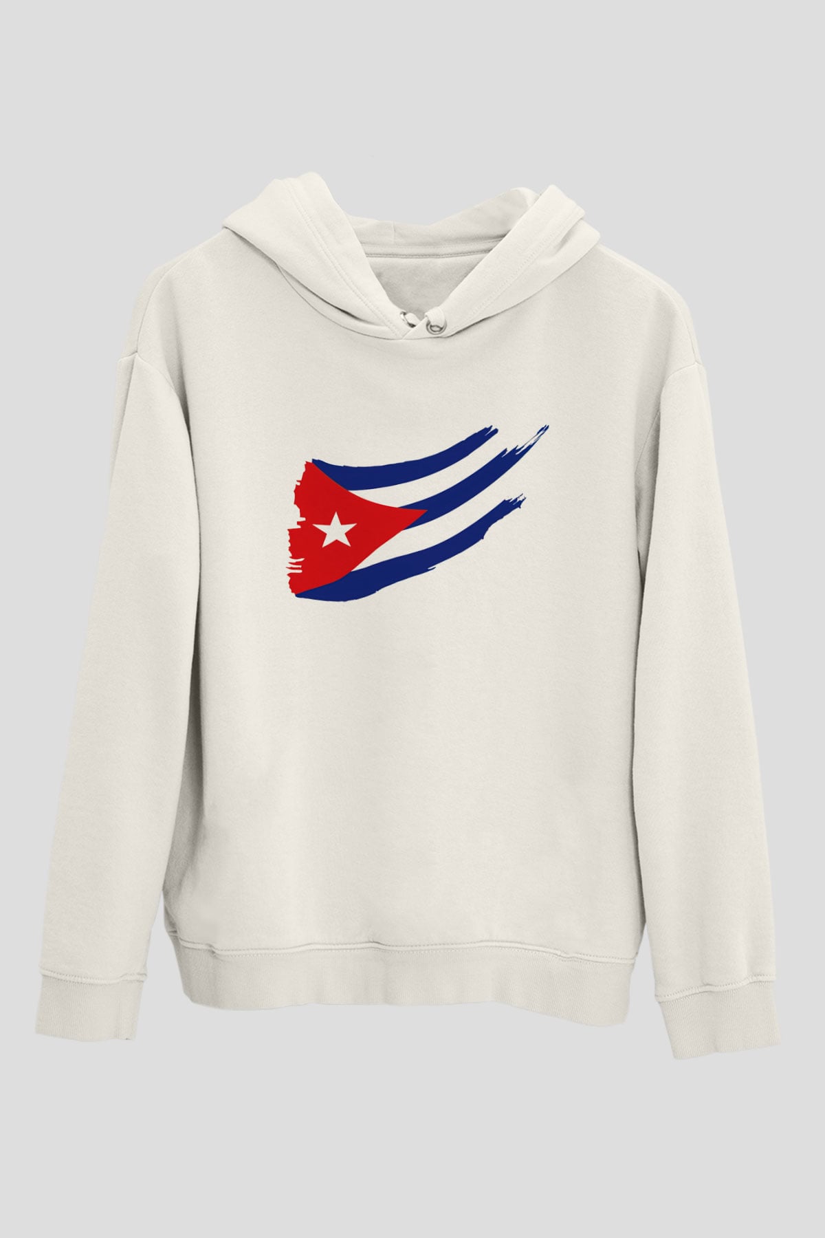 Küba Beyaz Unisex Kapşonlu Sweatshirt
