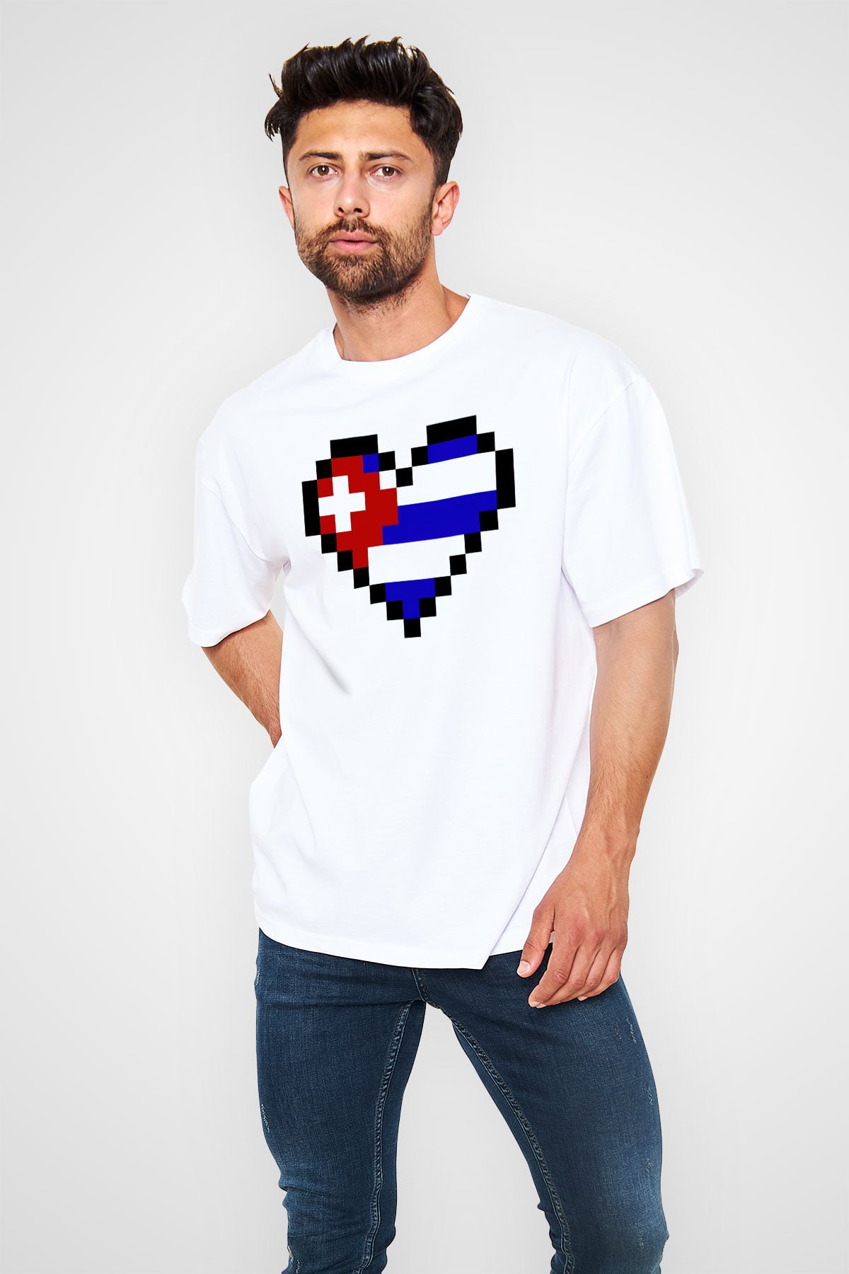 Küba Beyaz Unisex Oversize Tişört T-Shirt