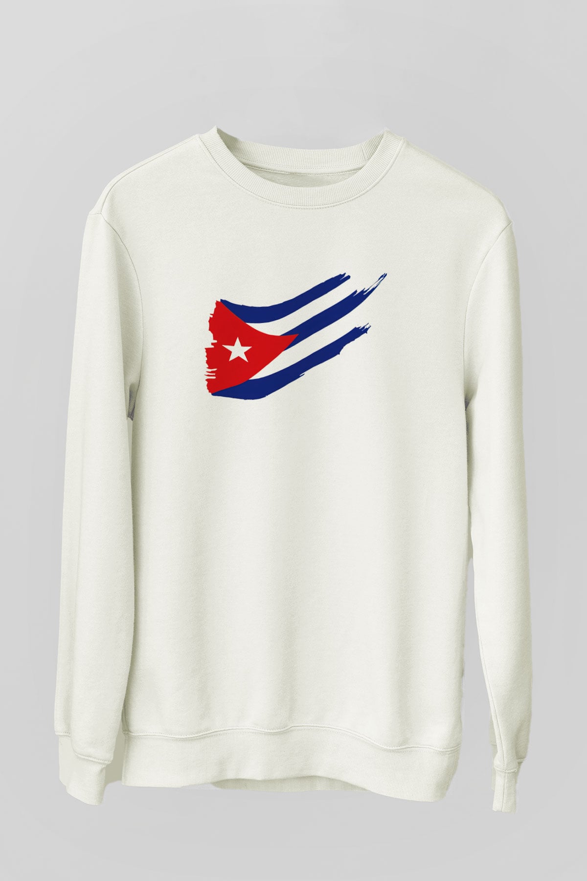 Küba Beyaz Unisex Sweatshirt