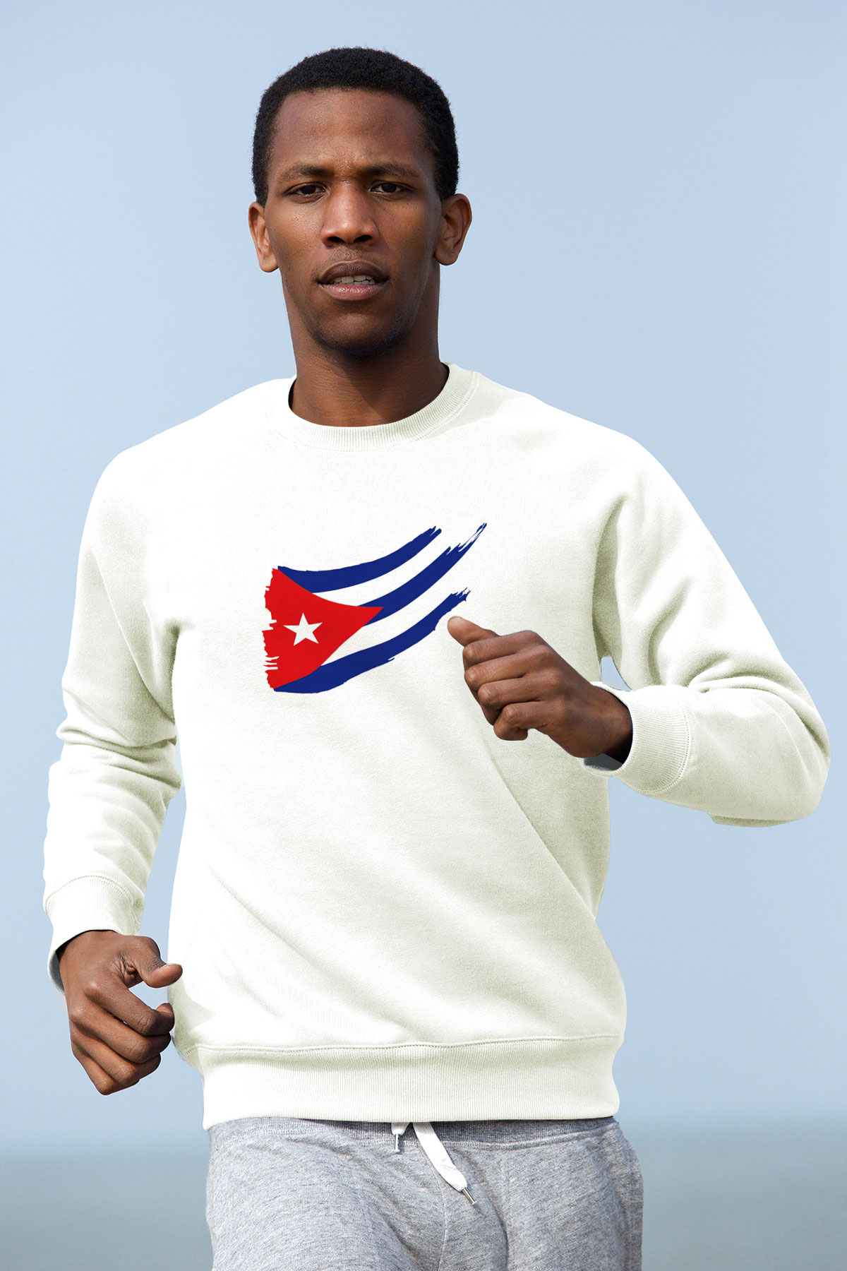 Küba Beyaz Unisex Sweatshirt