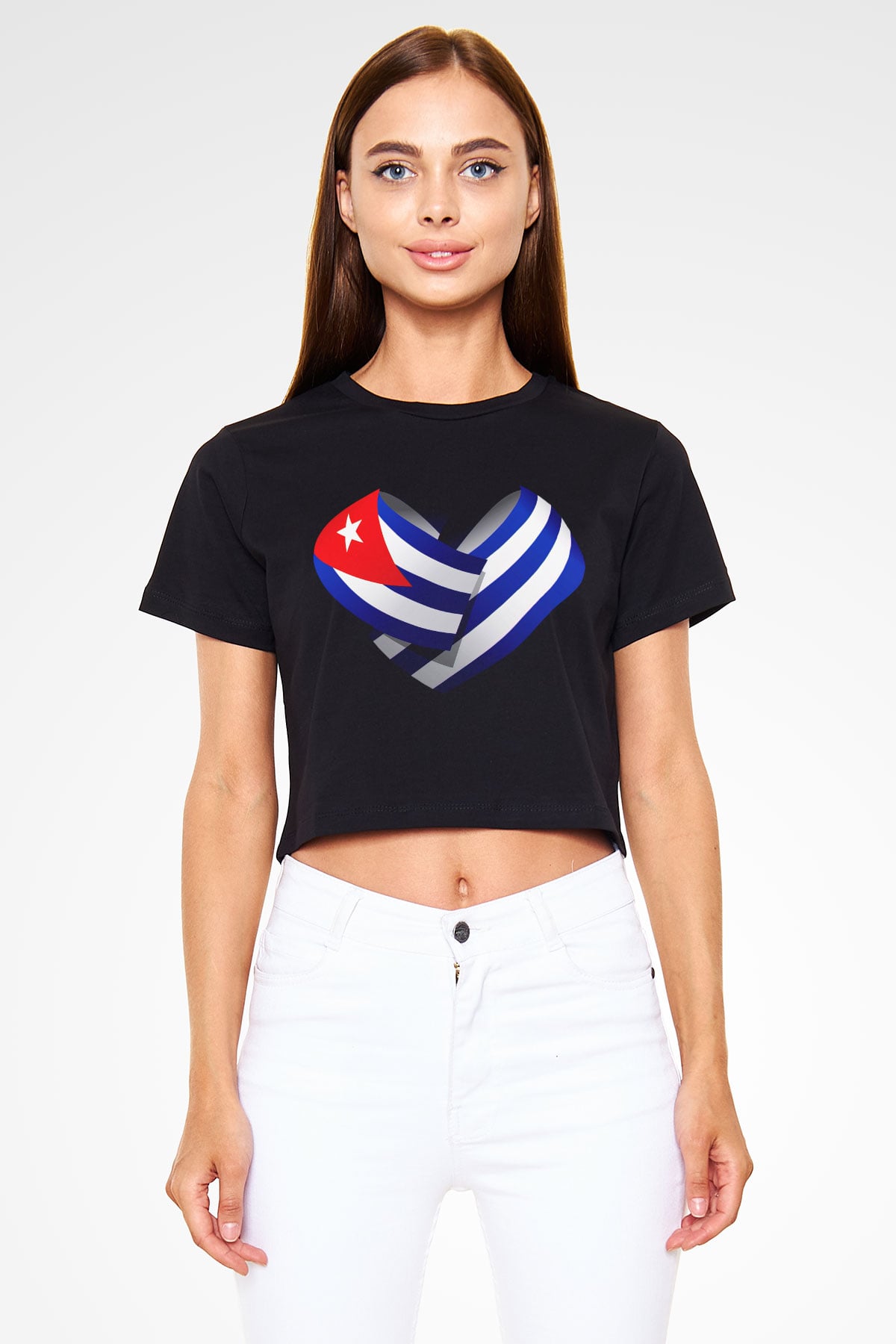 Küba Siyah Crop Top Tişört