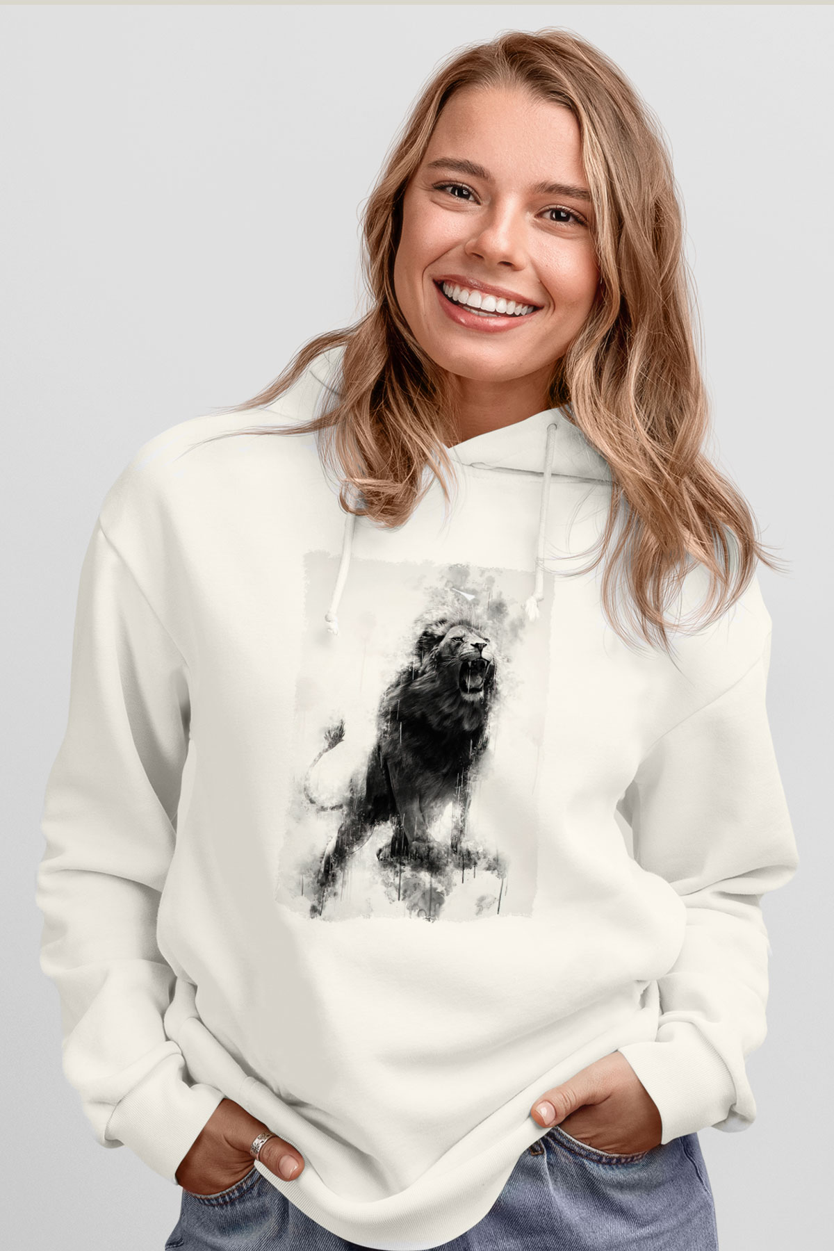 Kükreyen AslanBeyaz  Unisex Hoodie