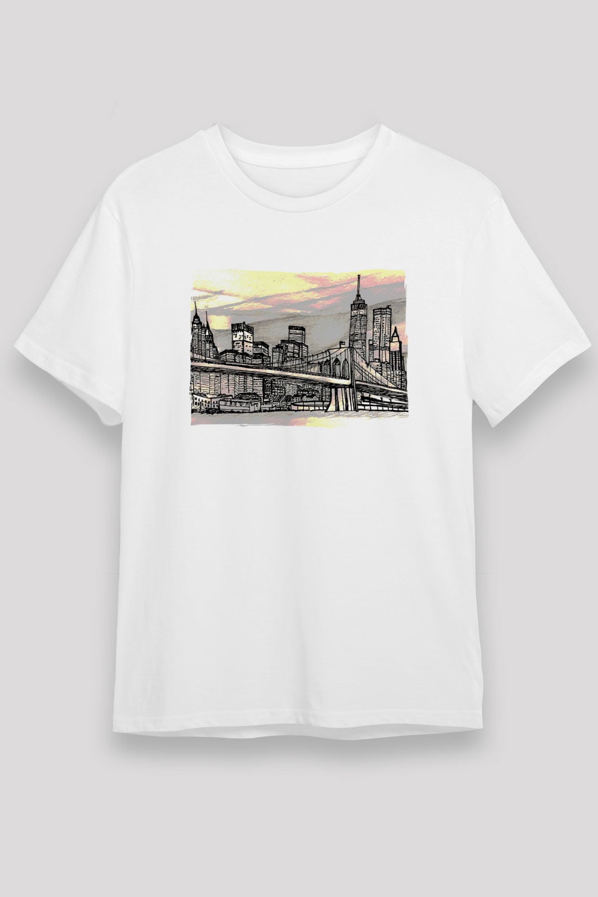 Kule Köprüsü Beyaz Unisex Tişört T-Shirt - TişörtFabrikası