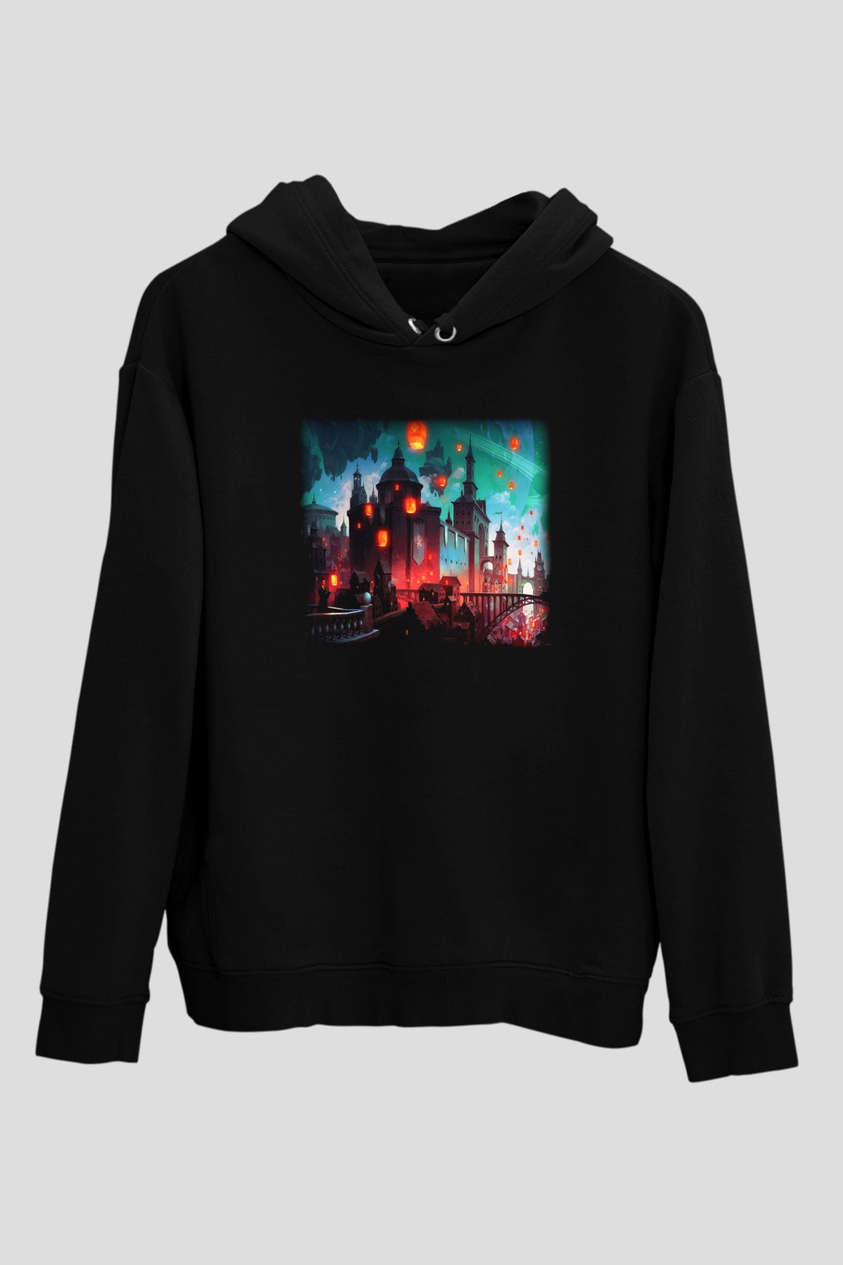 Kule Köprüsü Siyah Unisex Hoodie