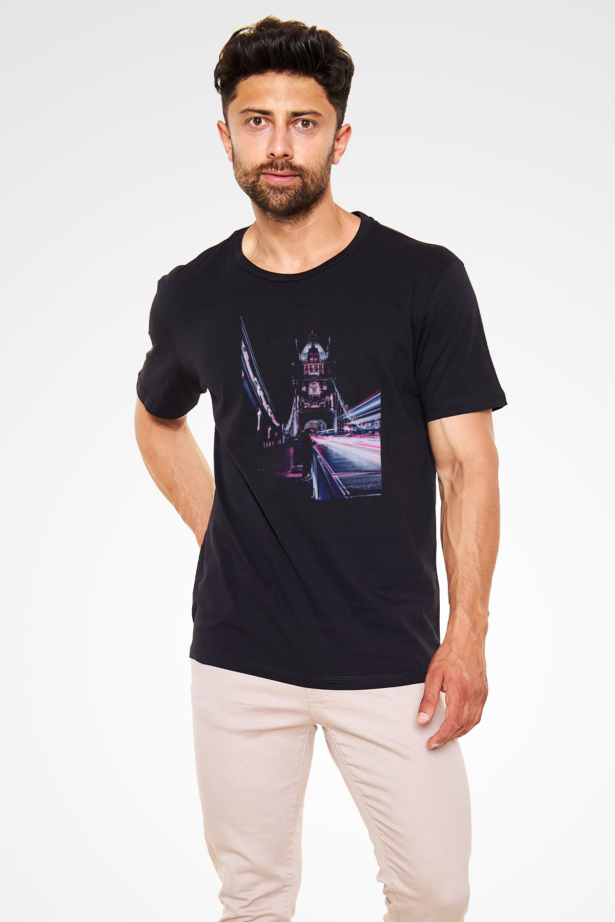 Kule Köprüsü Siyah Unisex Tişört T-Shirt - TişörtFabrikası