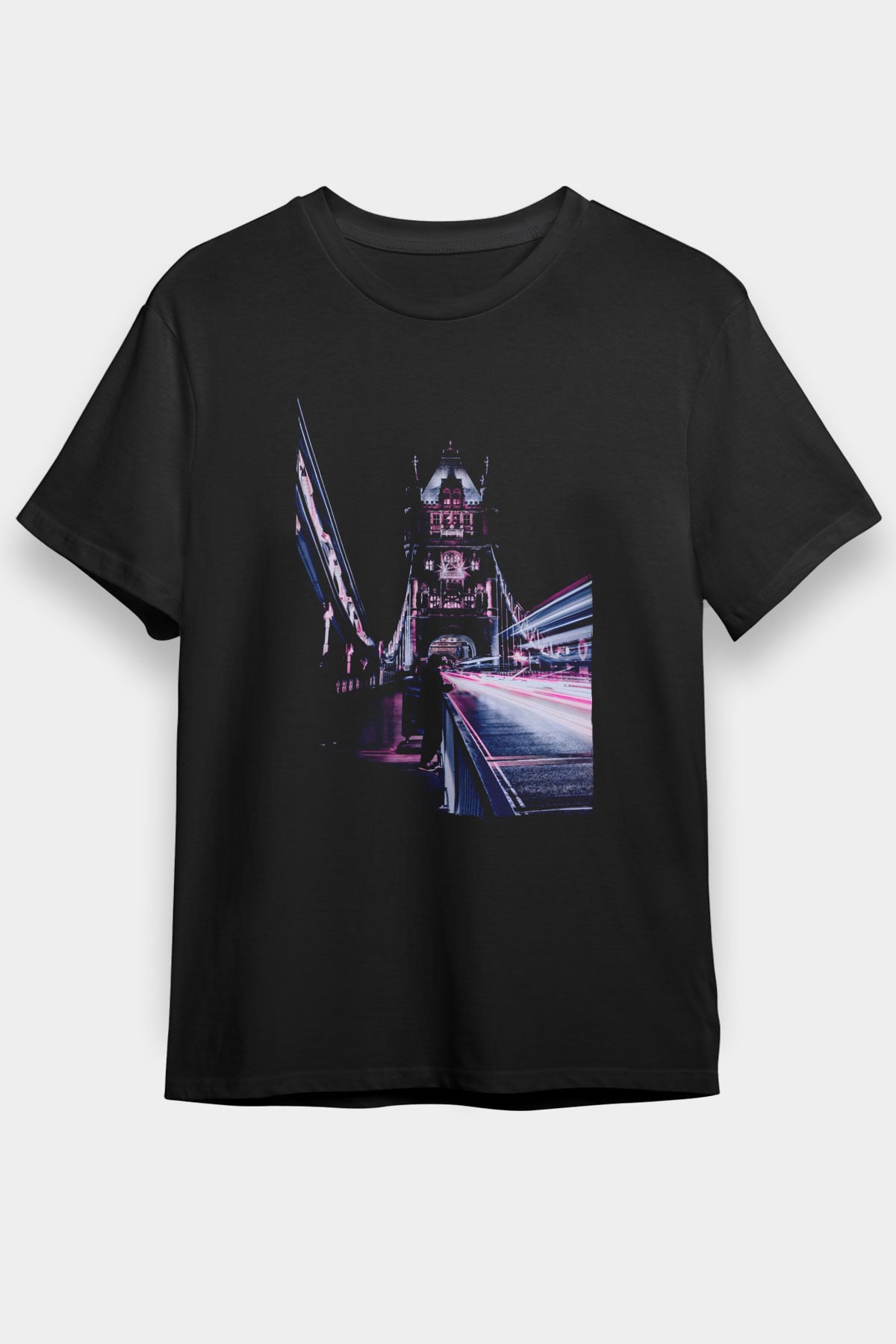 Kule Köprüsü Siyah Unisex Tişört T-Shirt - TişörtFabrikası