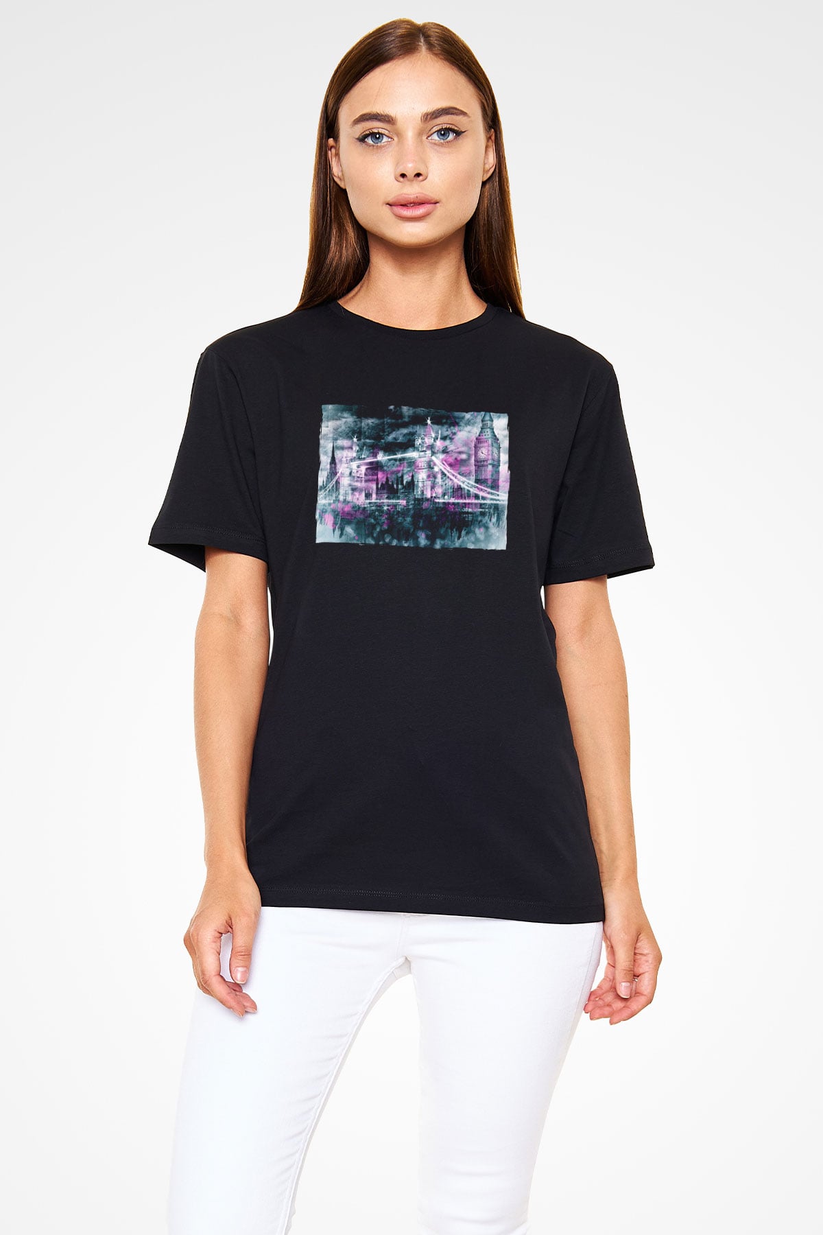 Kule Köprüsü Siyah Unisex Tişört T-Shirt - TişörtFabrikası