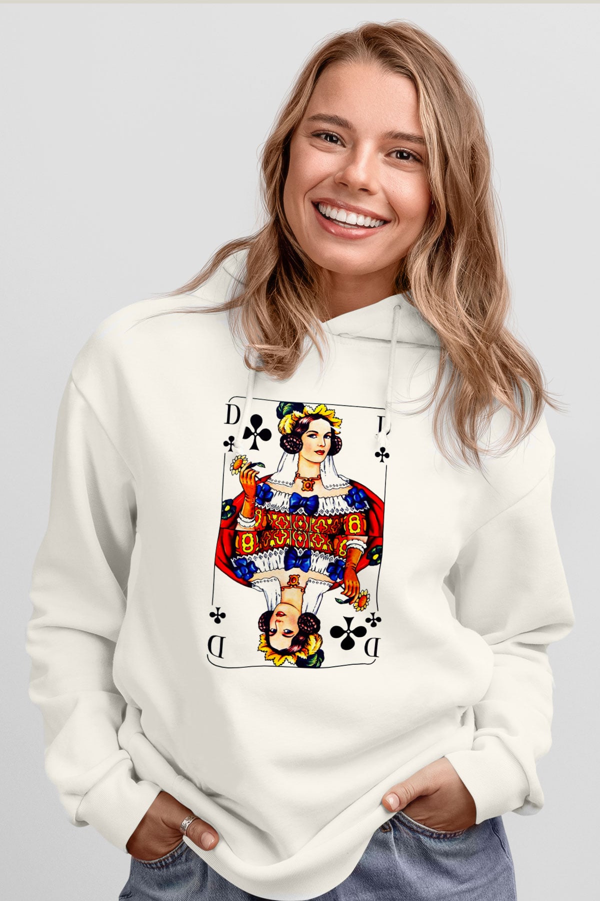 Kumarbaz Beyaz Unisex Hoodie