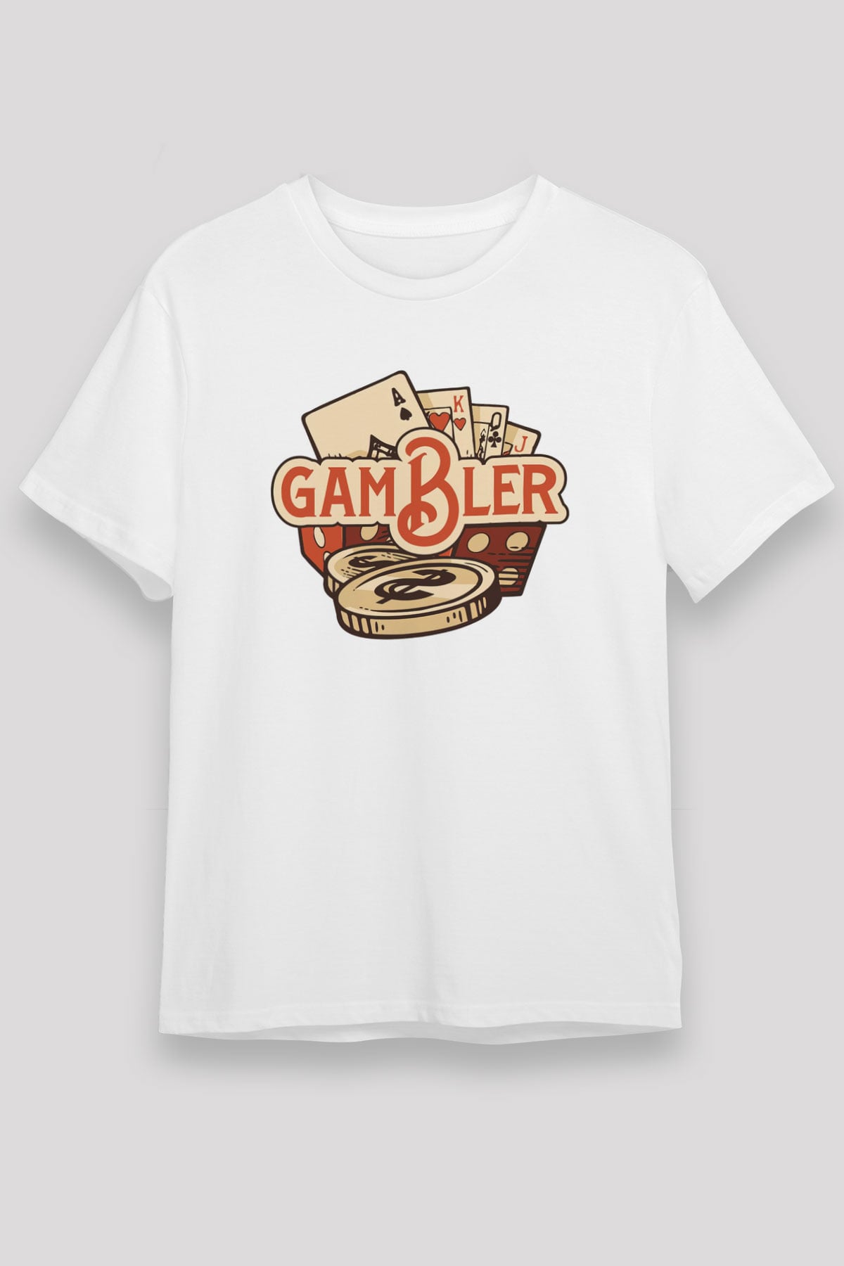 Kumarbaz Beyaz Unisex Tişört T-Shirt - TişörtFabrikası