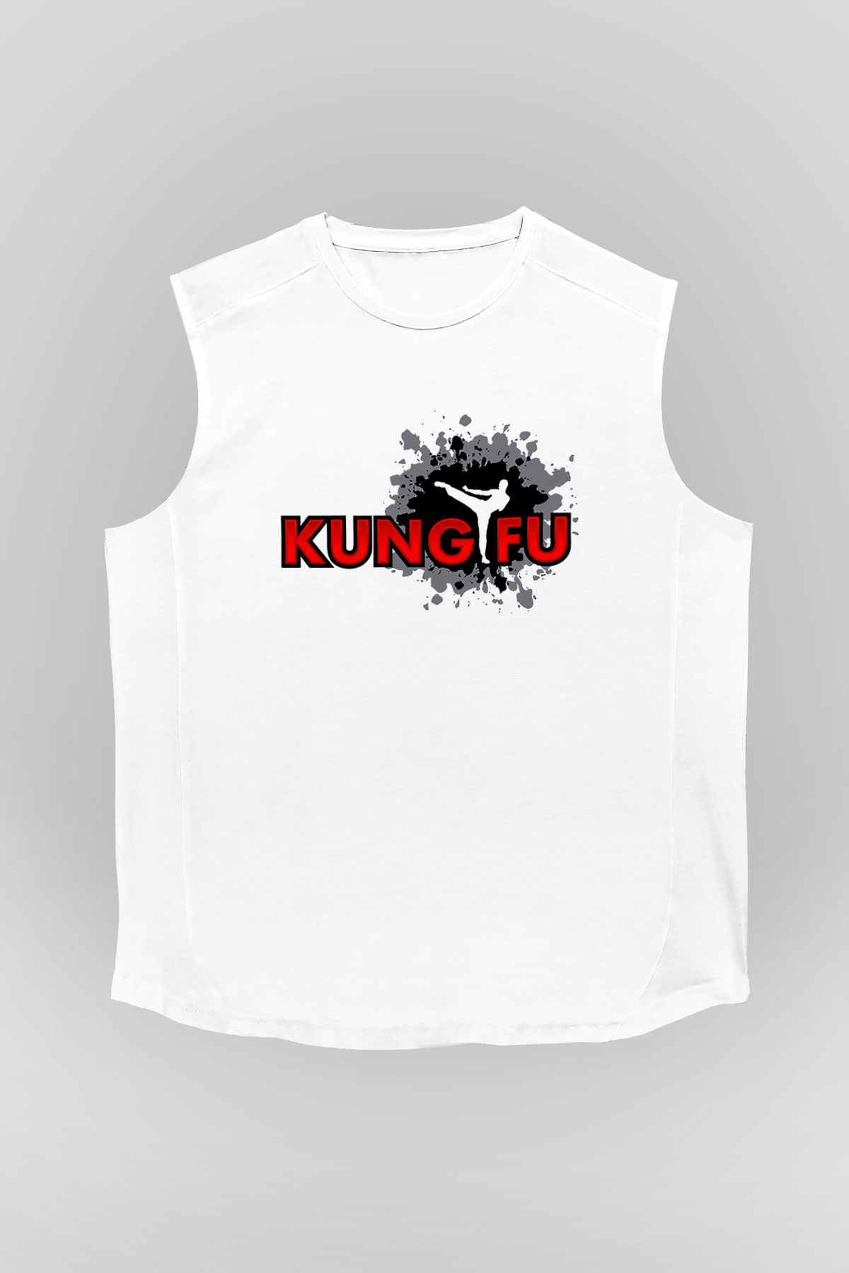 Kung Fu Beyaz Unisex Kolsuz Tişört