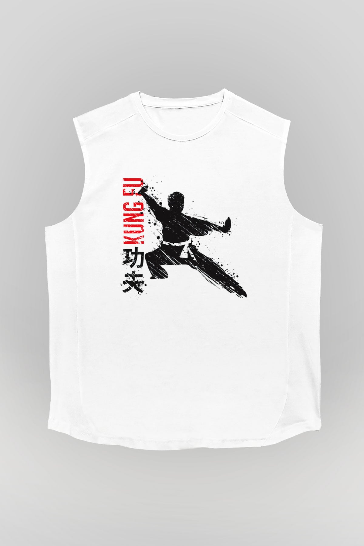 Kung Fu Beyaz Unisex Kolsuz Tişört