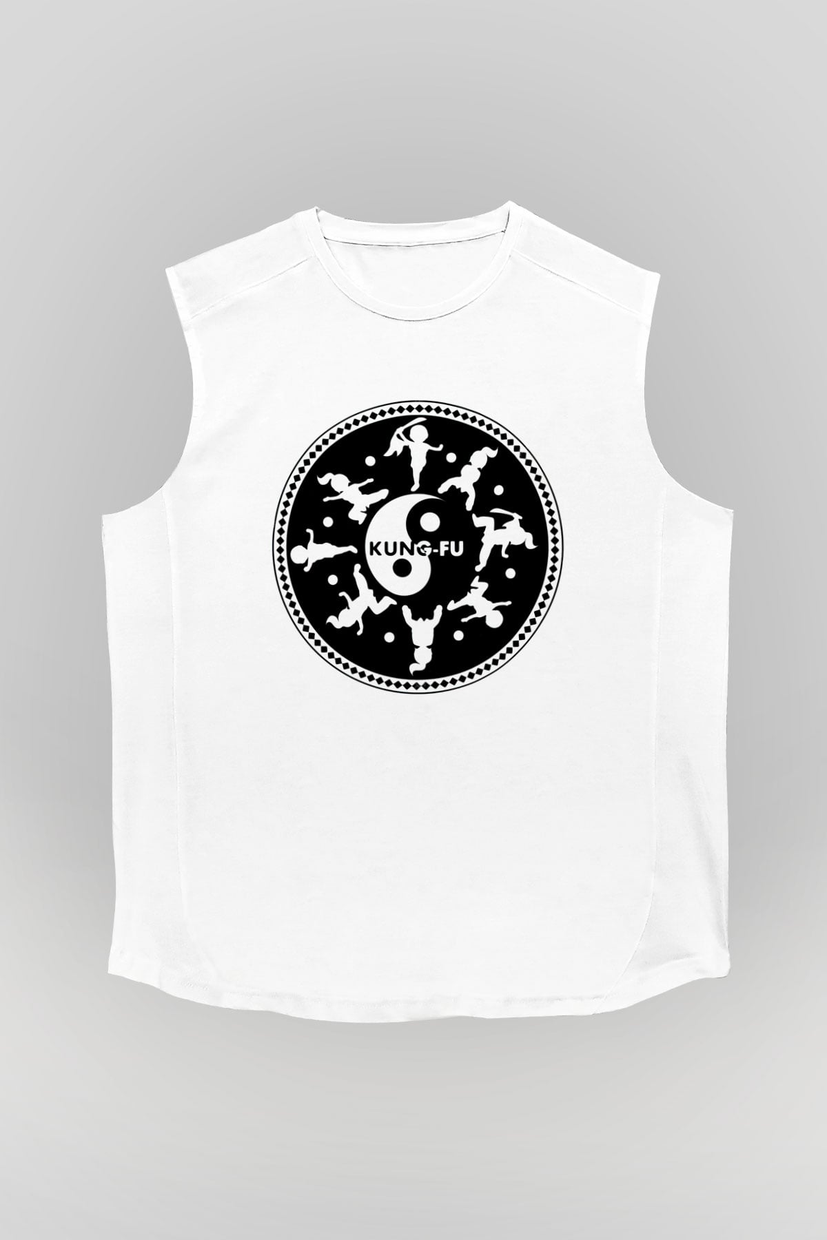 Kung Fu Beyaz Unisex Kolsuz Tişört