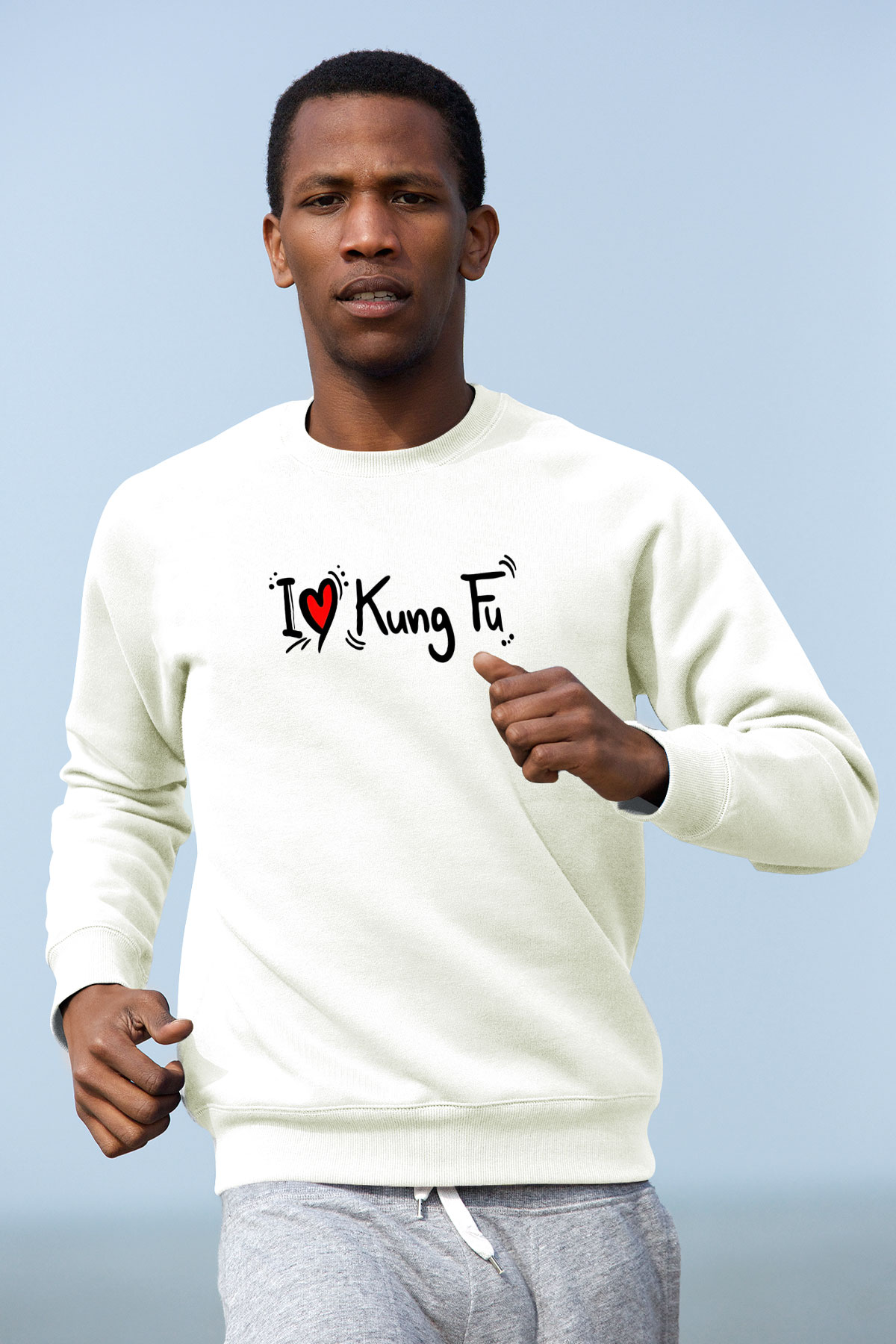 Kung Fu Beyaz Unisex Sweatshirt