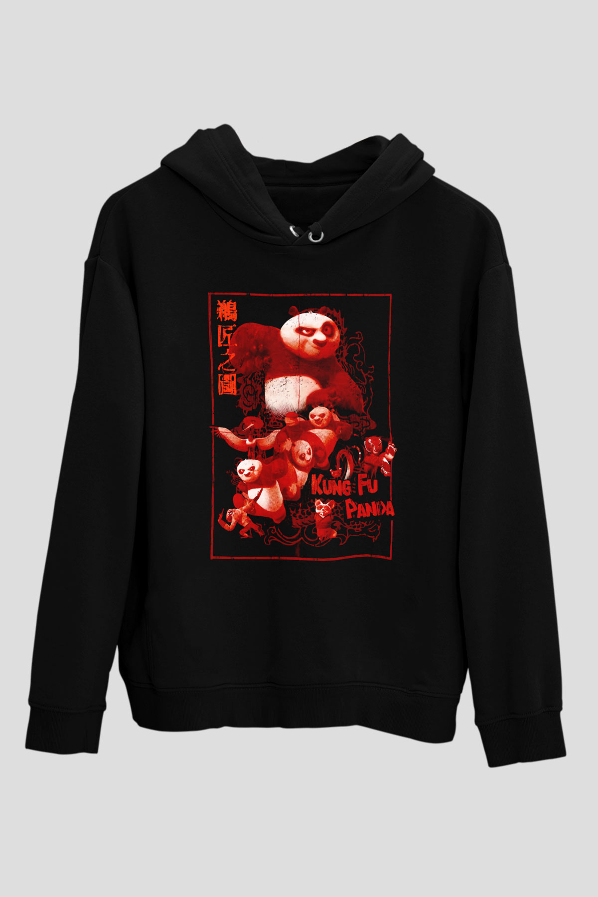 Kung Fu PandaSiyah  Unisex Hoodie