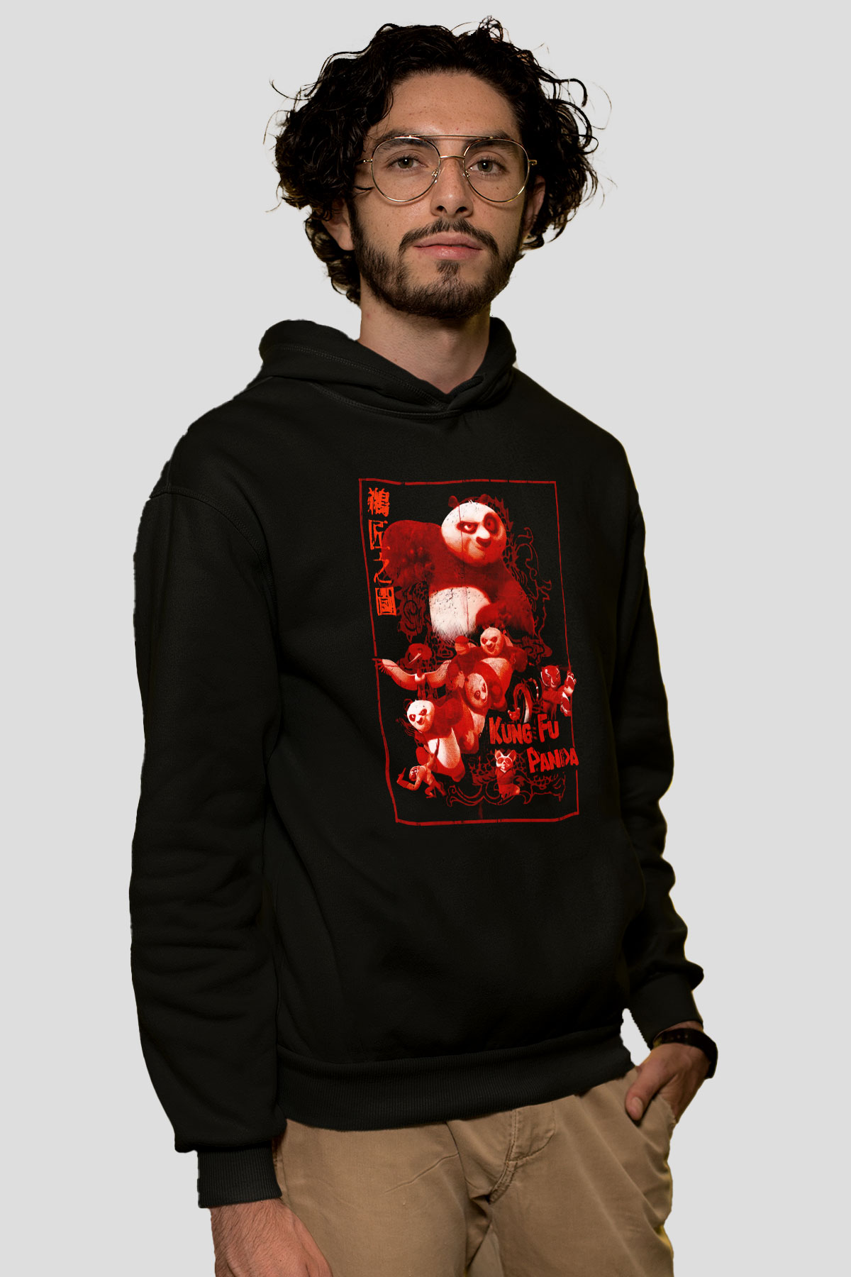 Kung Fu PandaSiyah  Unisex Hoodie