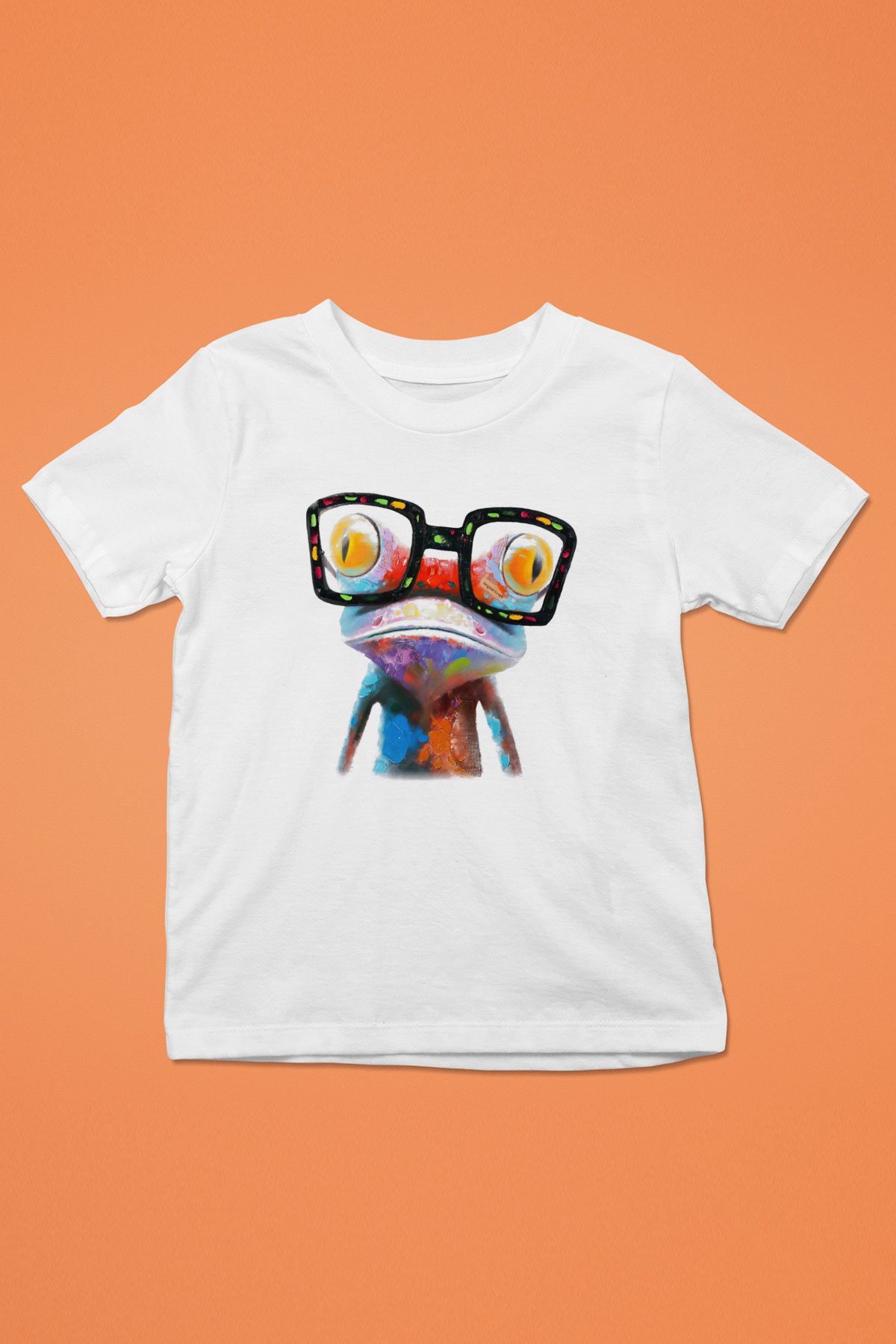 Kurbağa Baskılı Beyaz Unisex Çocuk Tişört