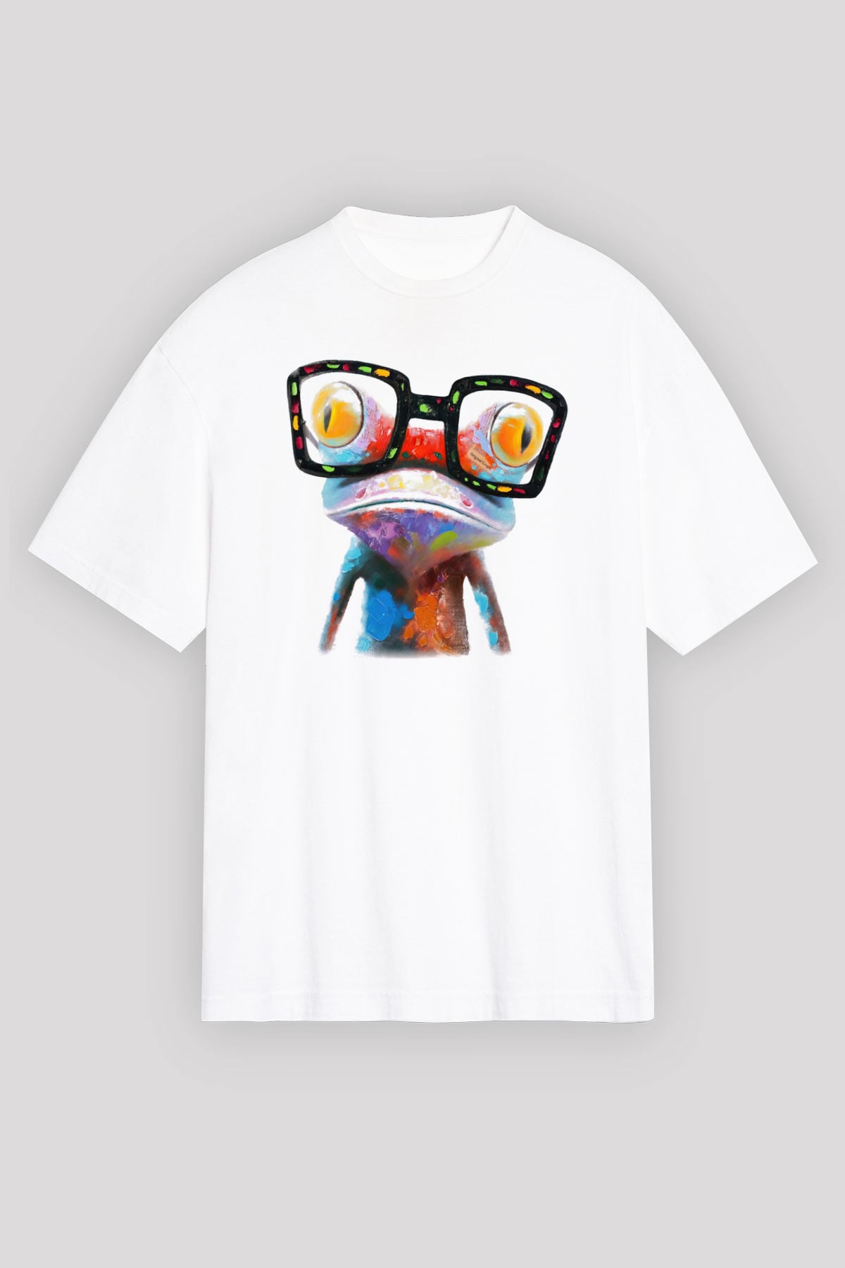 Kurbağa Beyaz Unisex Oversize Tişört T-Shirt