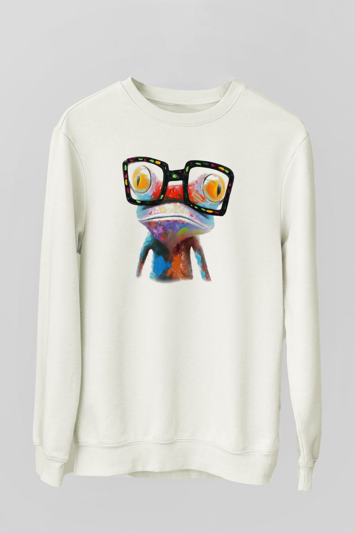Kurbağa Beyaz Unisex Sweatshirt
