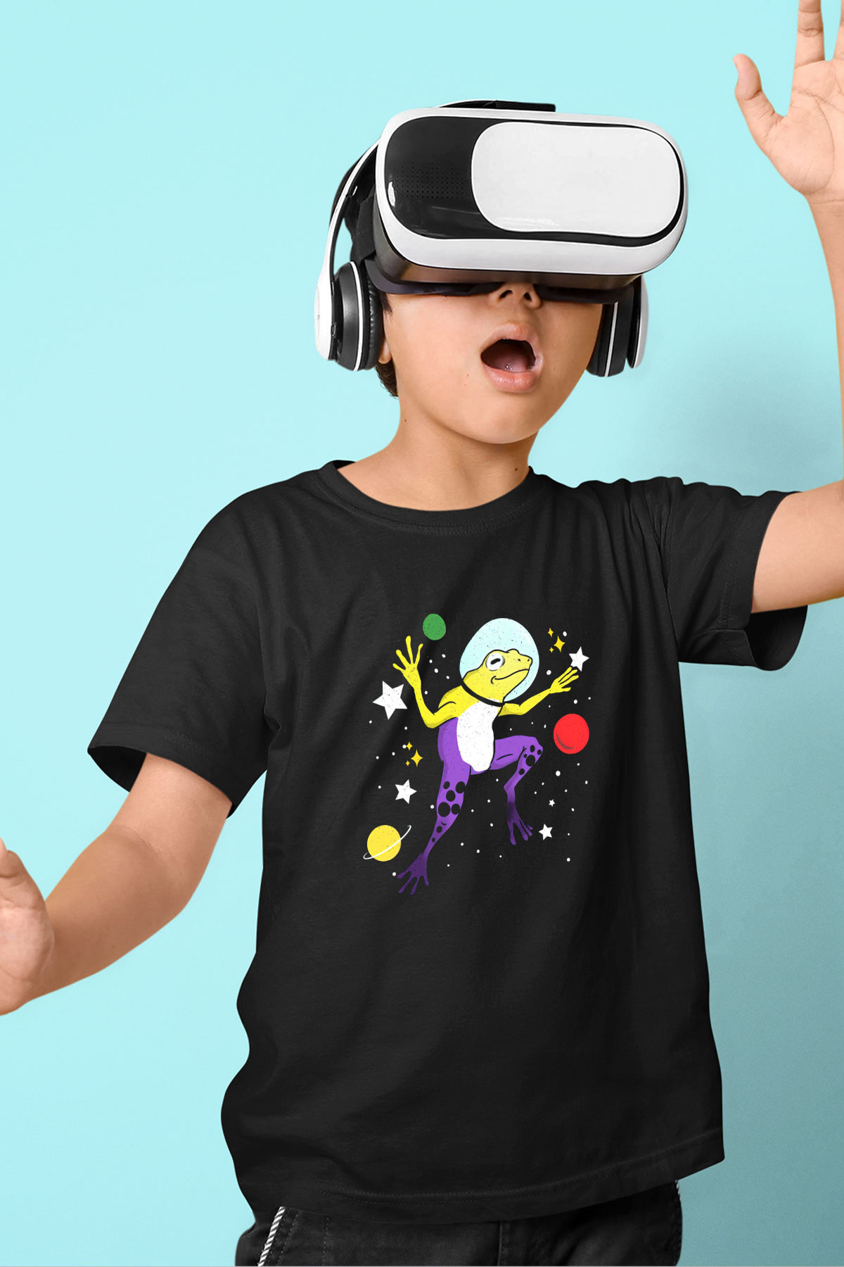 Kurbağa Siyah Unisex Çocuk Tişört