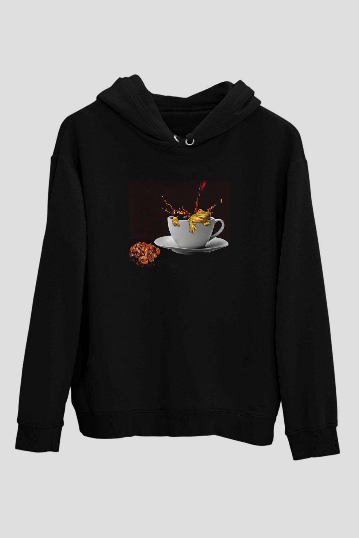 Kurbağa Siyah Unisex Hoodie