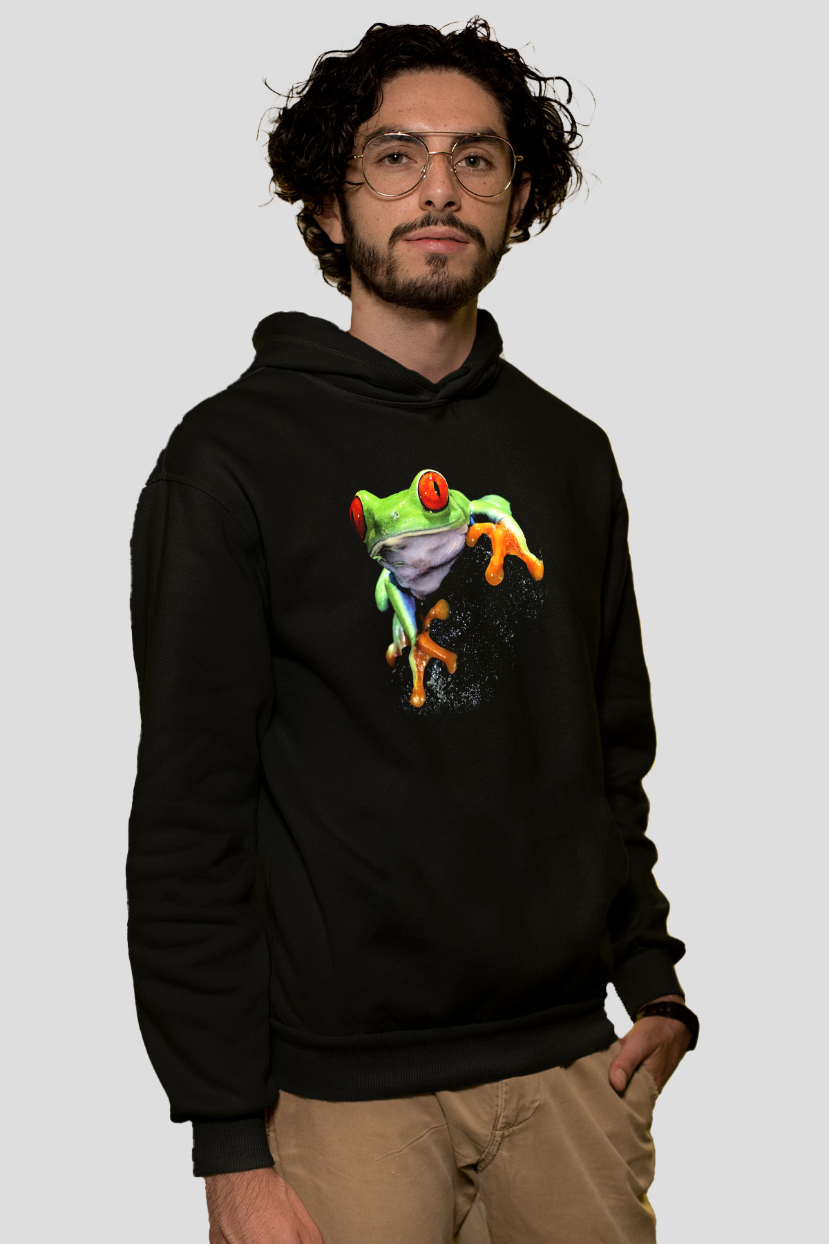 Kurbağa Siyah Unisex Hoodie
