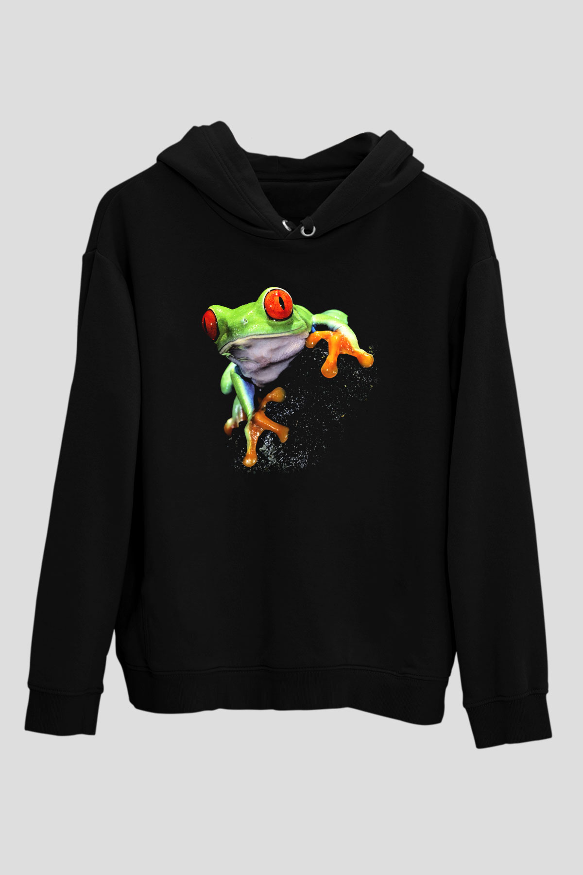 Kurbağa Siyah Unisex Hoodie