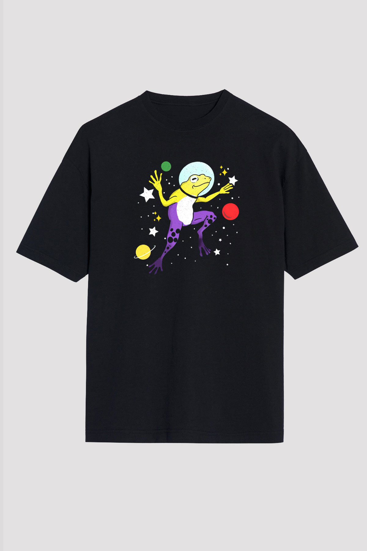 Kurbağa Siyah Oversize Tişört Oversize T-shirt - TişörtFabrikası