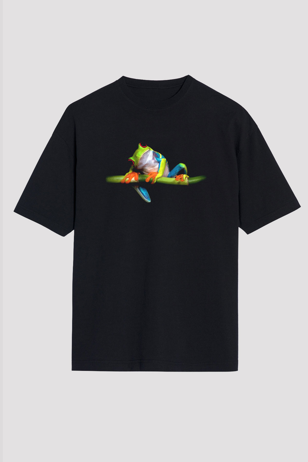 Kurbağa Siyah Oversize Tişört Oversize T-shirt - TişörtFabrikası