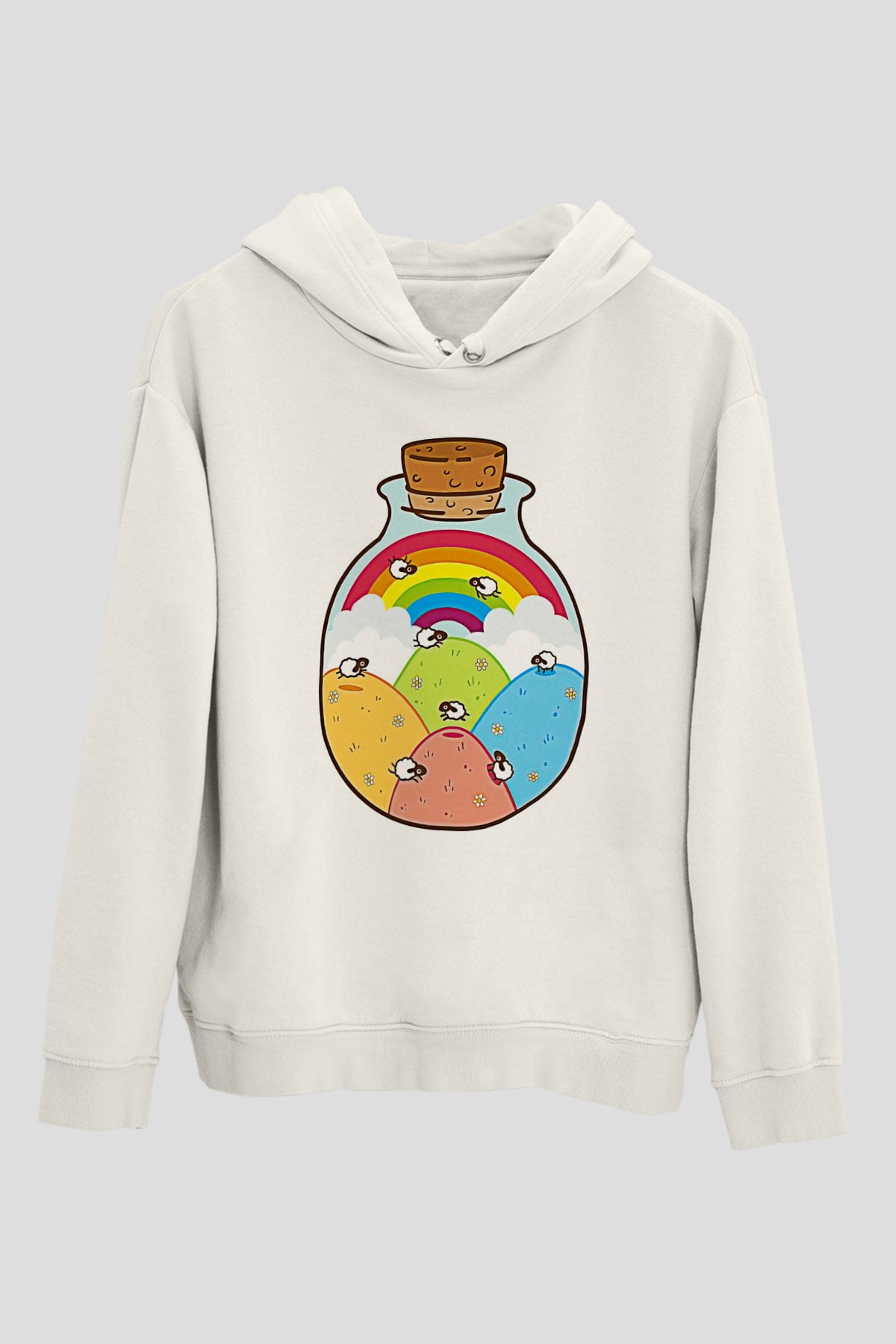 Kurban Bayramı Baskılı Beyaz Unisex Kapüşonlu Sweatshirt