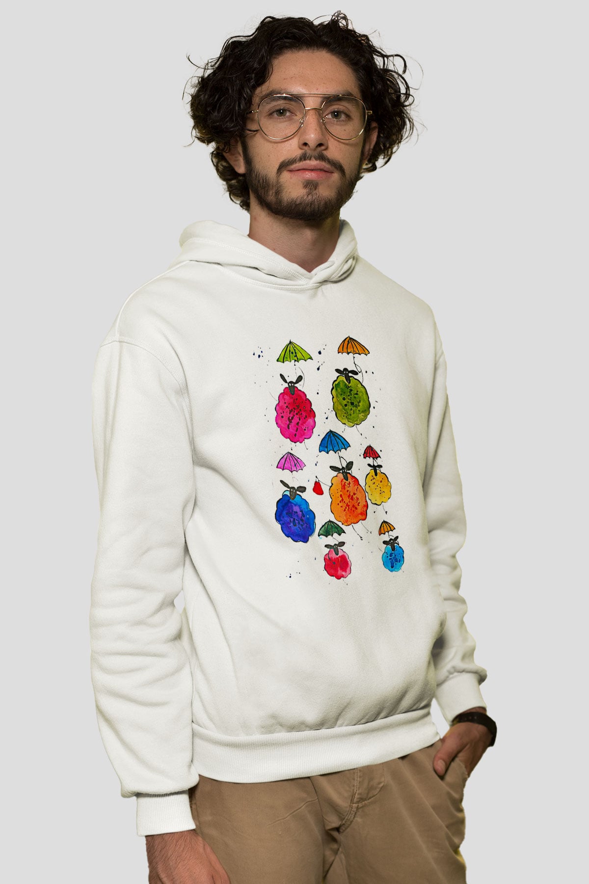 Kurban Bayramı Baskılı Beyaz Unisex Kapüşonlu Sweatshirt