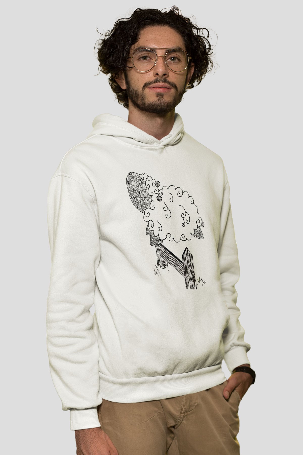 Kurban Bayramı Baskılı Beyaz Unisex Kapüşonlu Sweatshirt