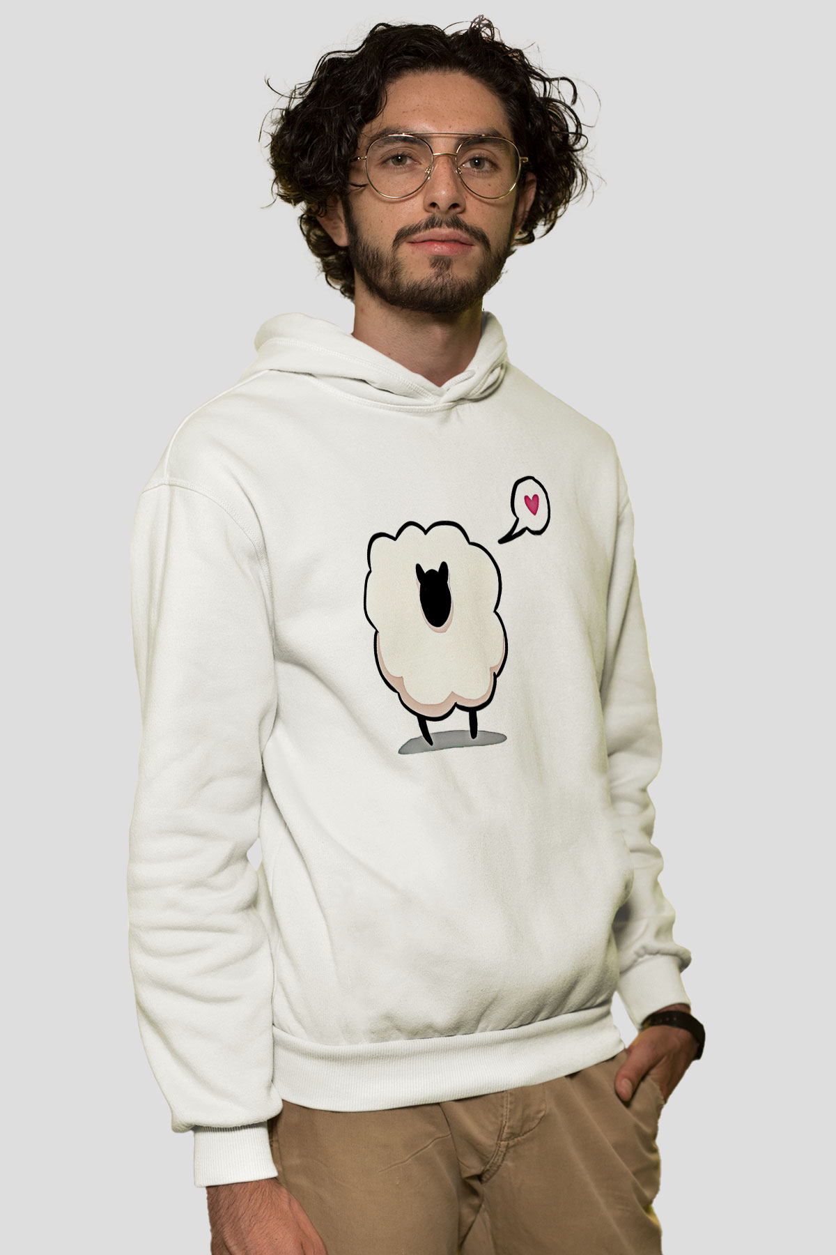 Kurban Bayramı Baskılı Beyaz Unisex Kapüşonlu Sweatshirt