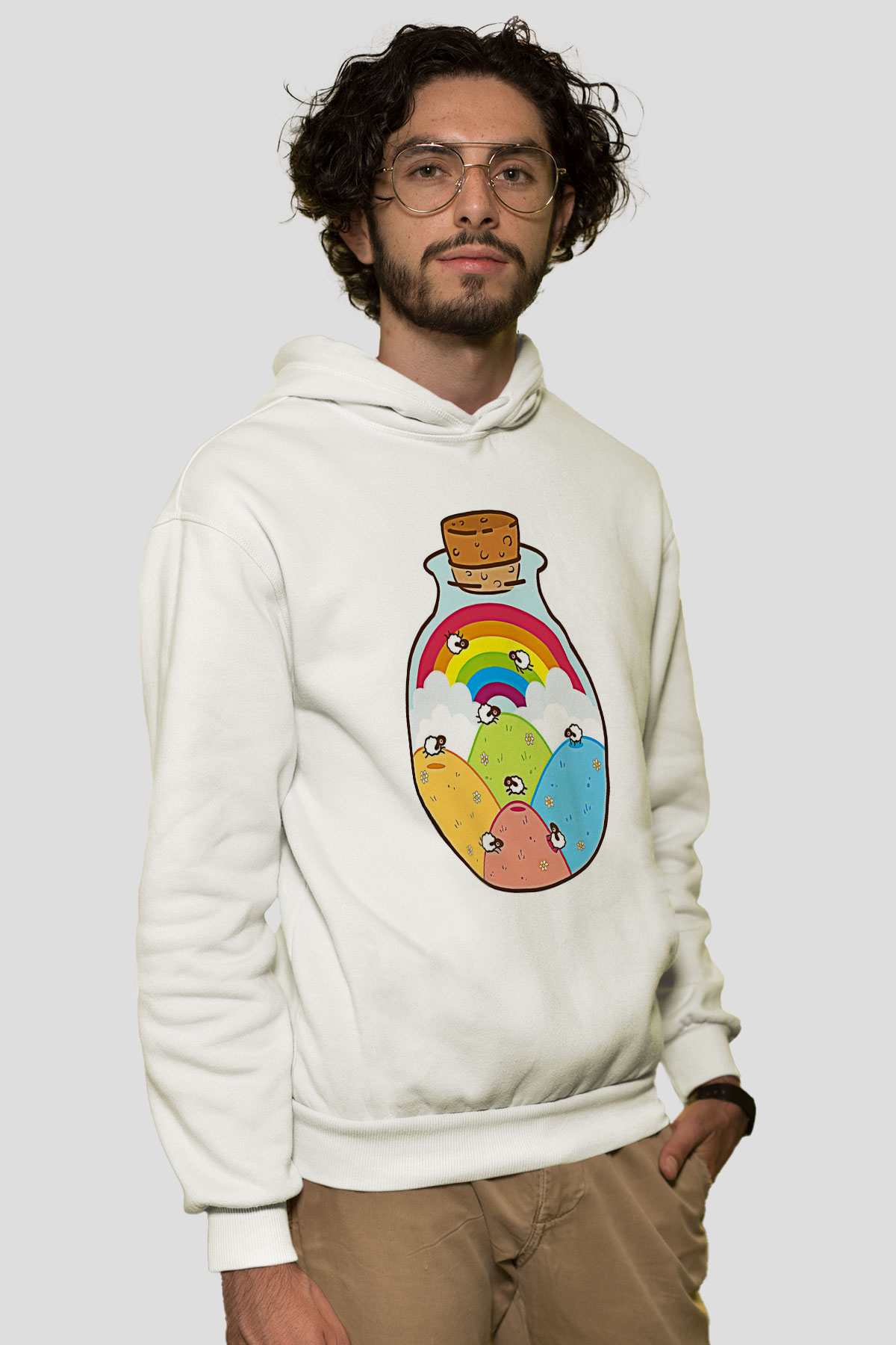 Kurban Bayramı Baskılı Beyaz Unisex Kapüşonlu Sweatshirt