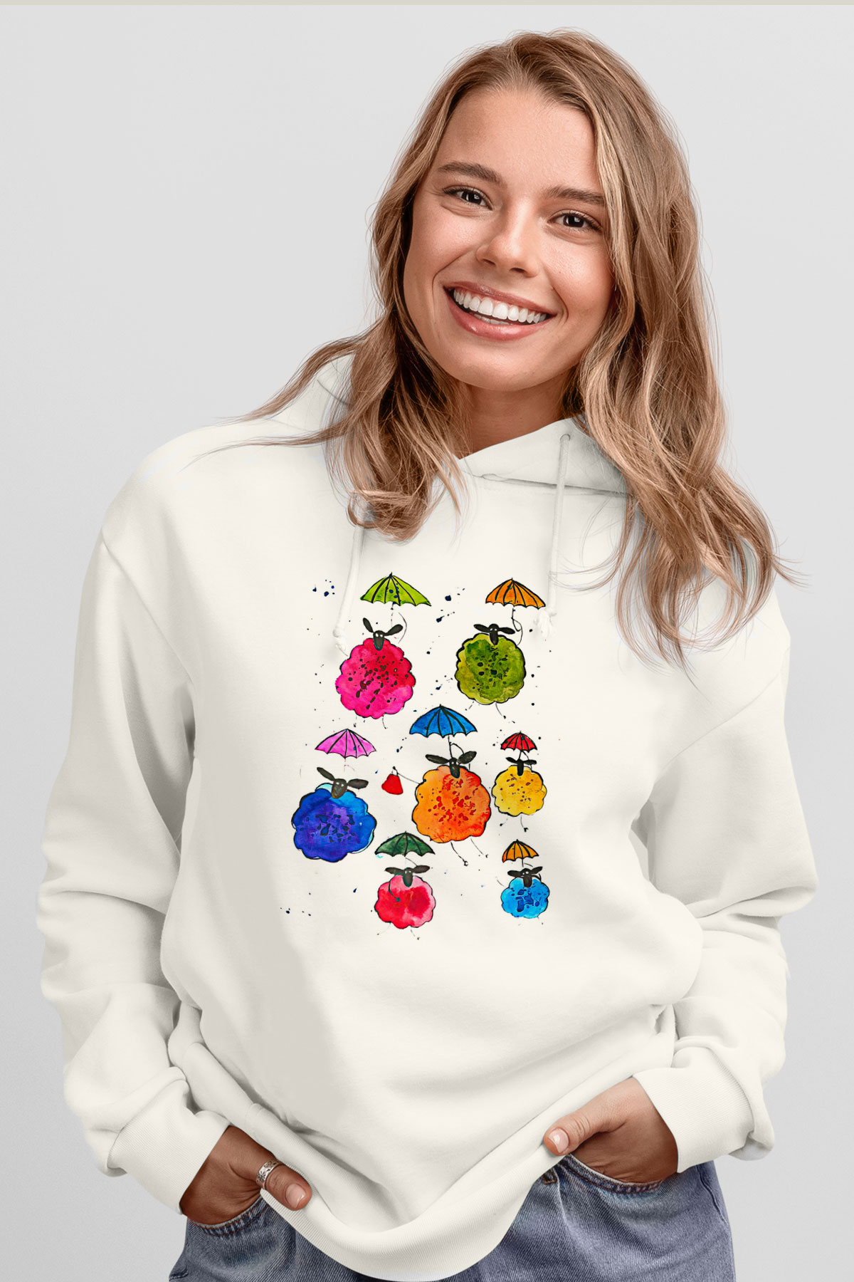 Kurban Bayramı Baskılı Beyaz Unisex Kapüşonlu Sweatshirt