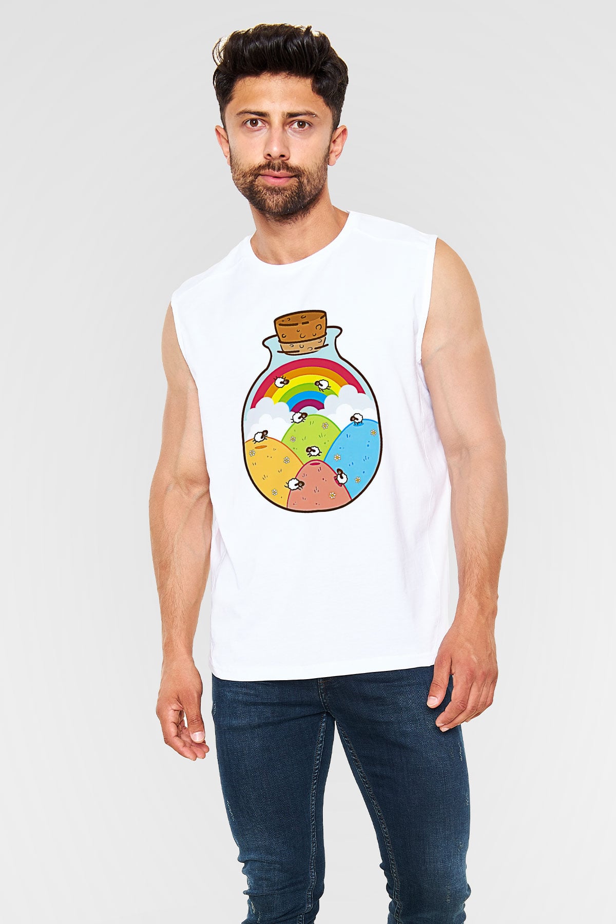 Kurban Bayramı Baskılı Beyaz Unisex Kolsuz Tişört - Tshirt