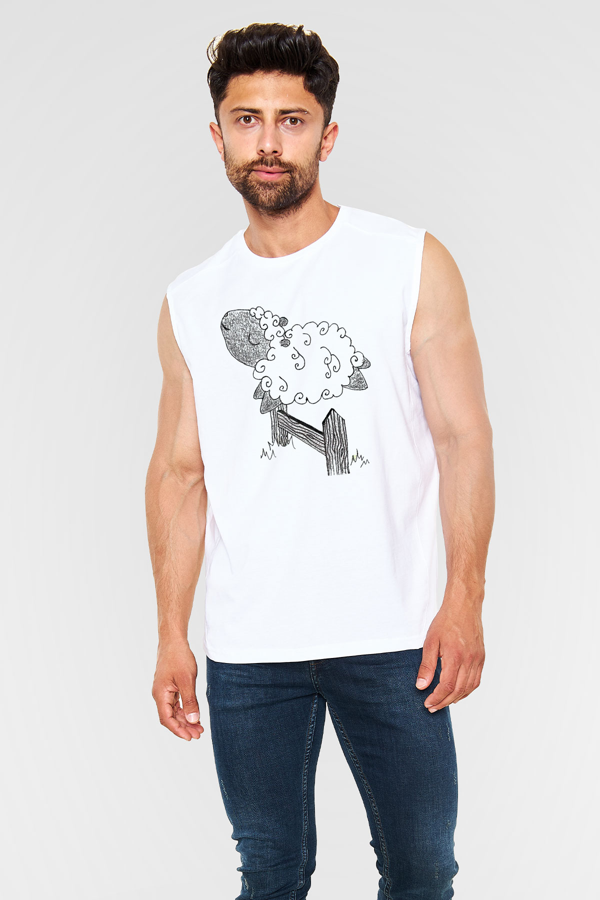Kurban Bayramı Baskılı Beyaz Unisex Kolsuz Tişört - Tshirt