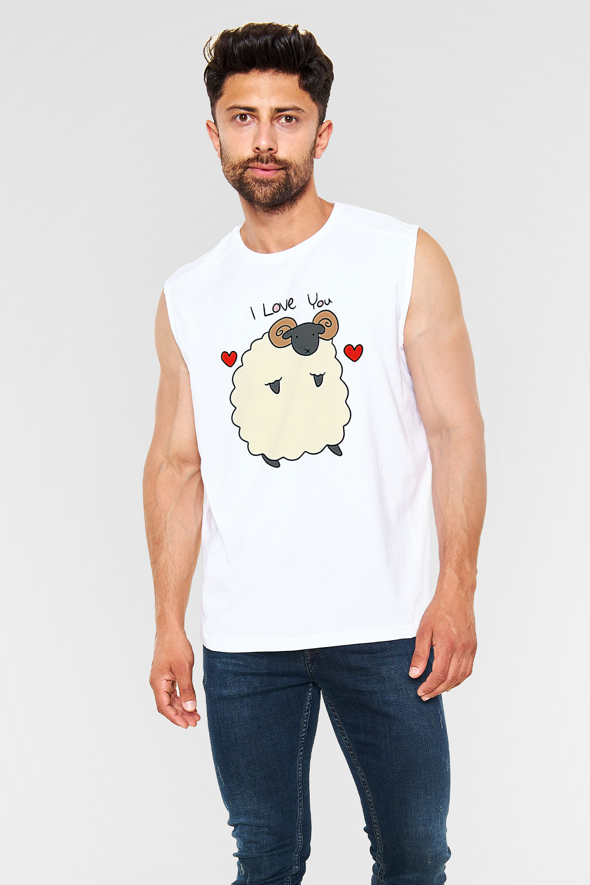 Kurban Bayramı Baskılı Beyaz Unisex Kolsuz Tişört - Tshirt