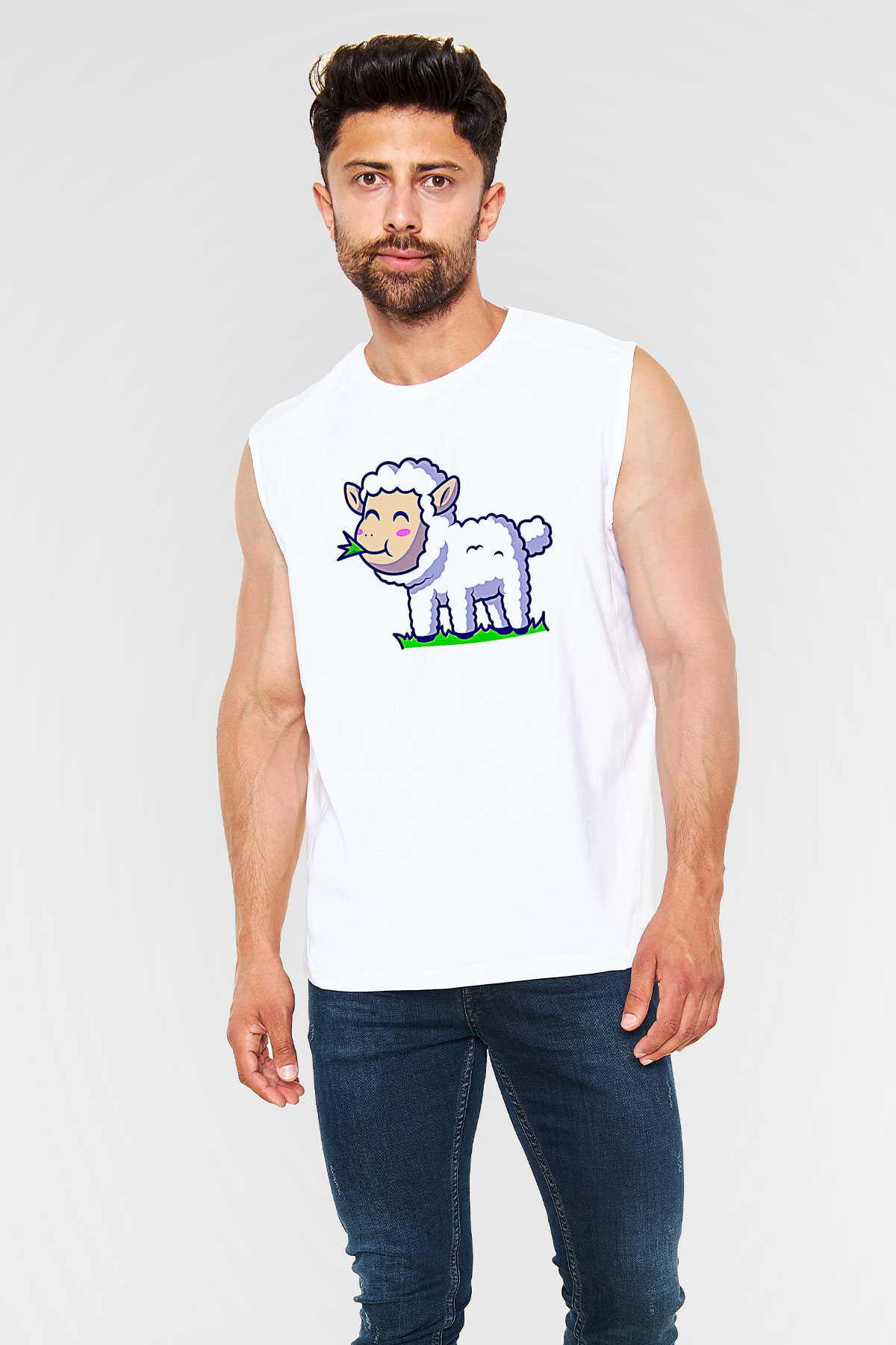 Kurban Bayramı Baskılı Beyaz Unisex Kolsuz Tişört - Tshirt