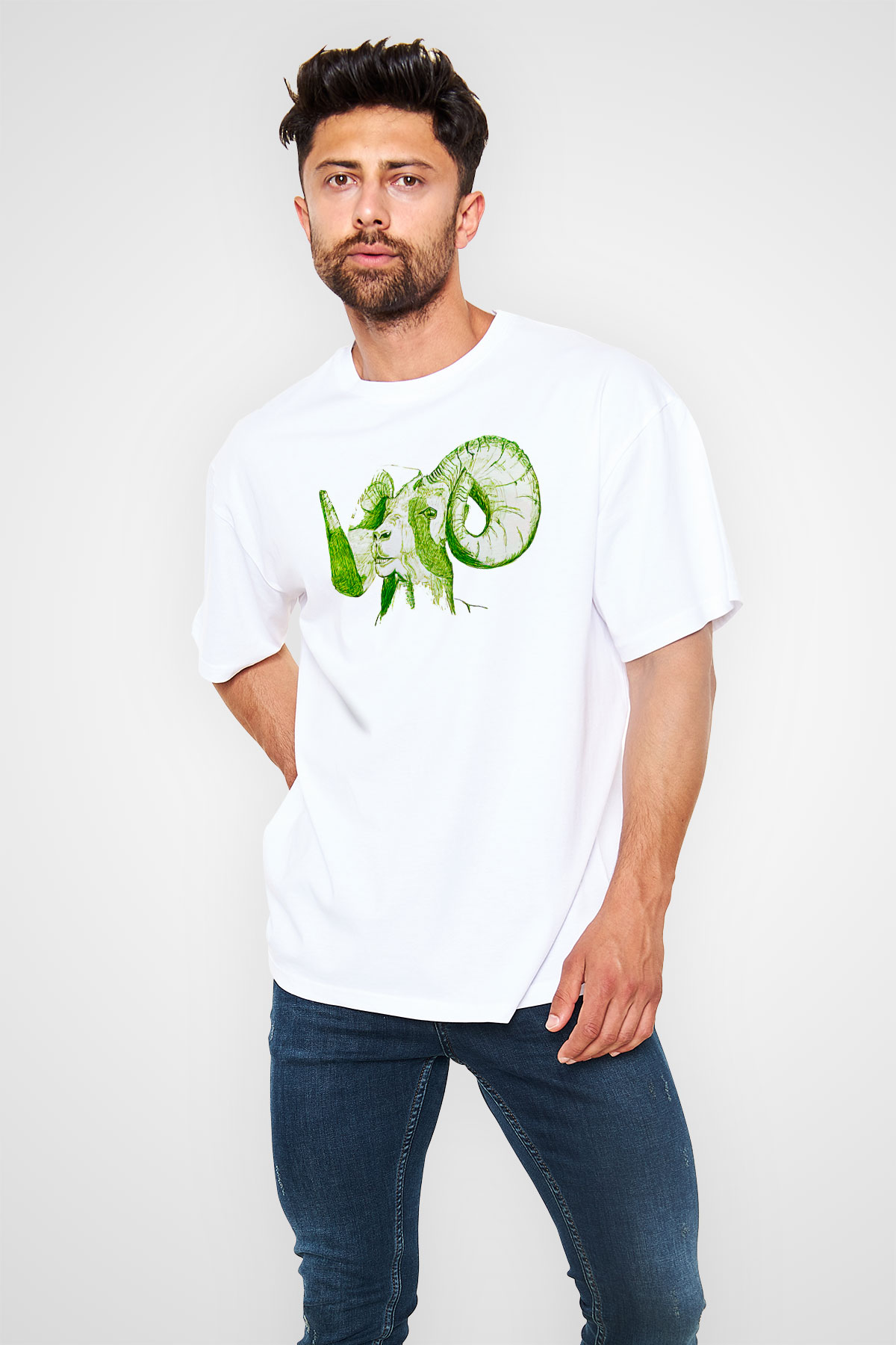 Kurban Bayramı Baskılı Beyaz Unisex Oversize Tişört - Tshirt