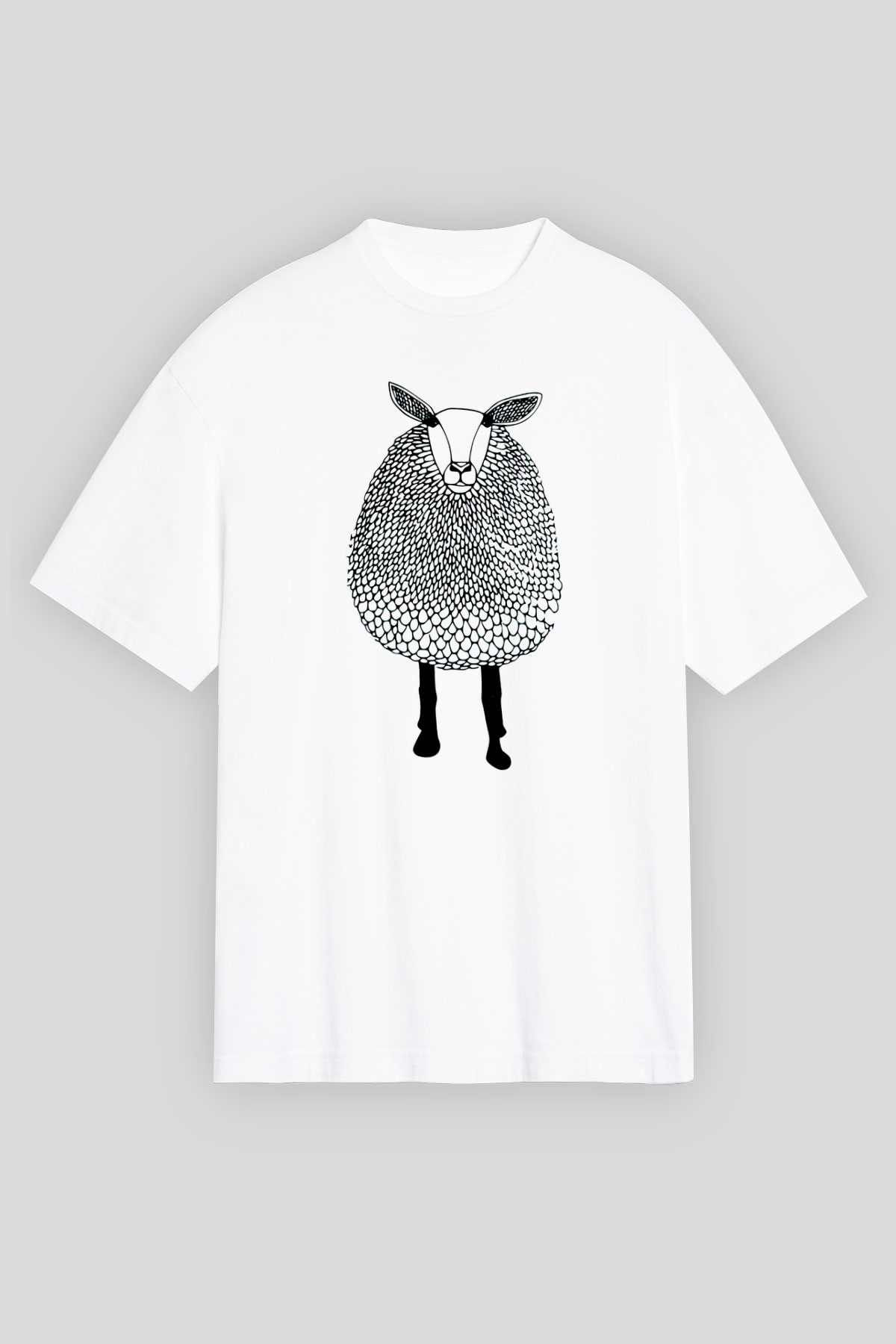 Kurban Bayramı Baskılı Beyaz Unisex Oversize Tişört - Tshirt